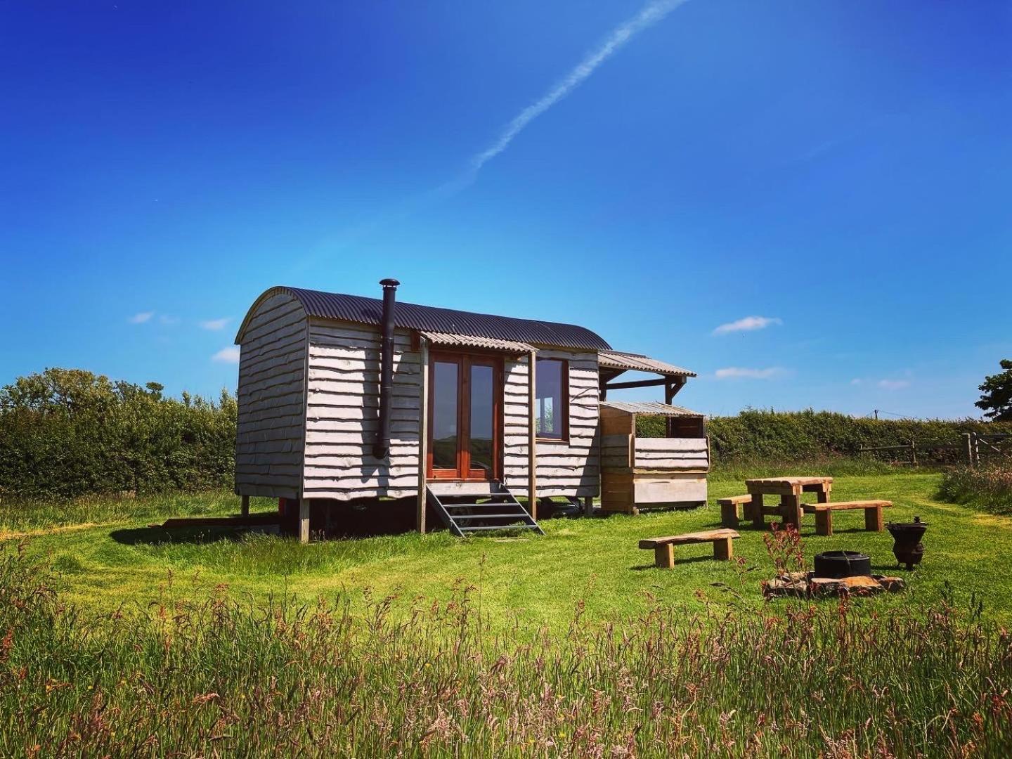 Shepherds Hut in a private meadow with sea views view 3