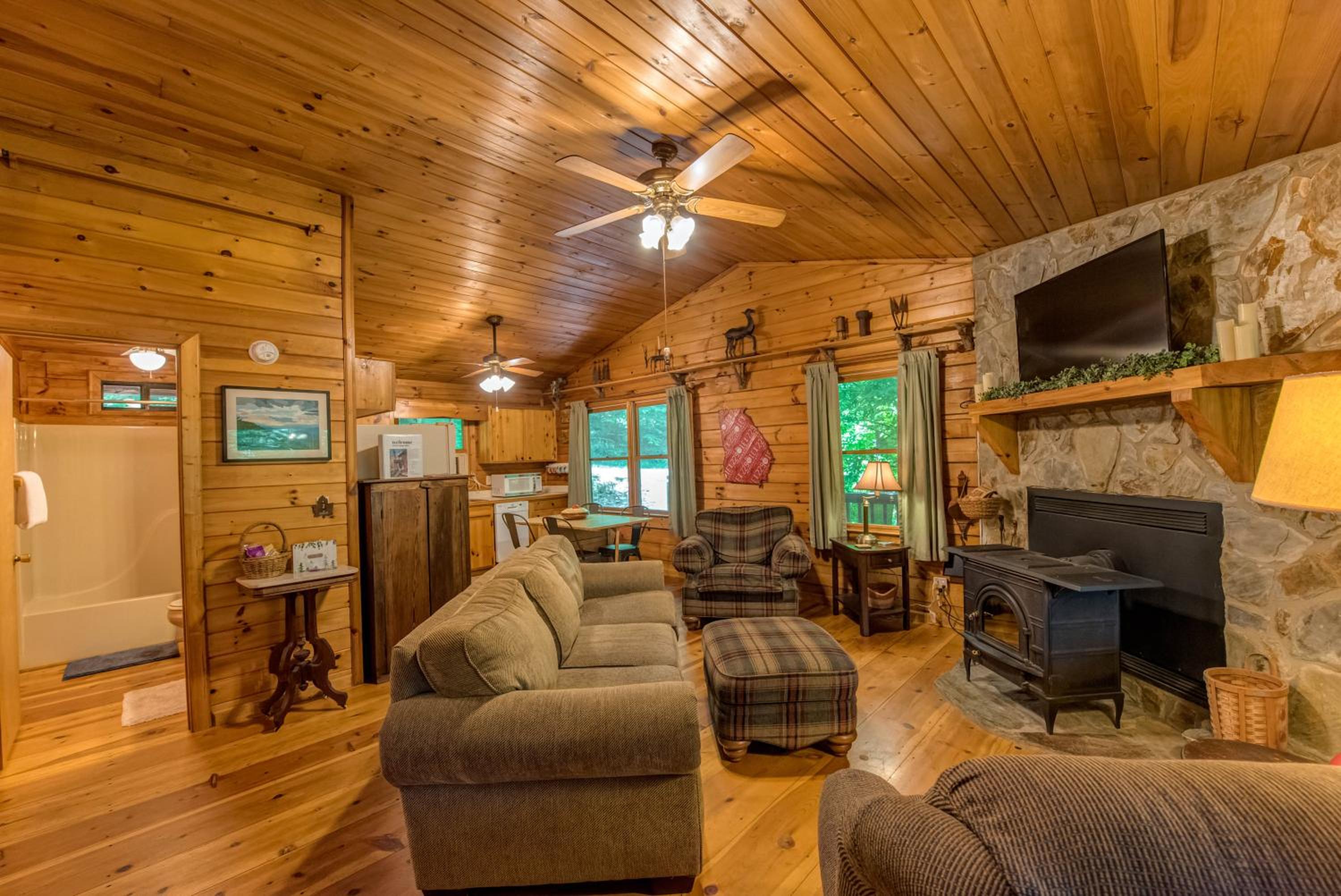Loony Bear Cabin is Pet Friendly with Wood Stove Creekside Firepit view 5