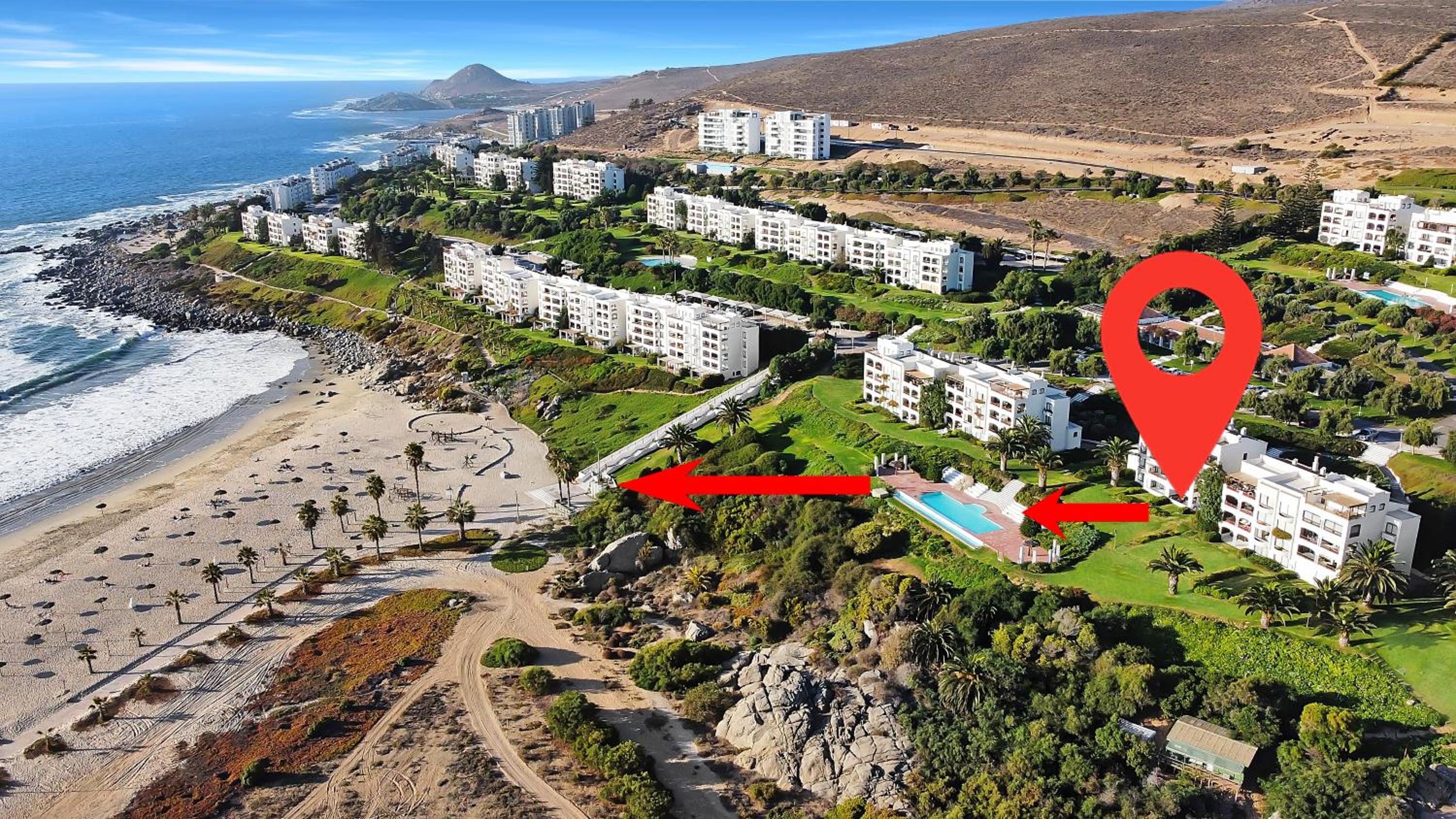 Puerto Velero Primera Línea Primer Piso con Jardín, Piscina y Playa! 7pax
