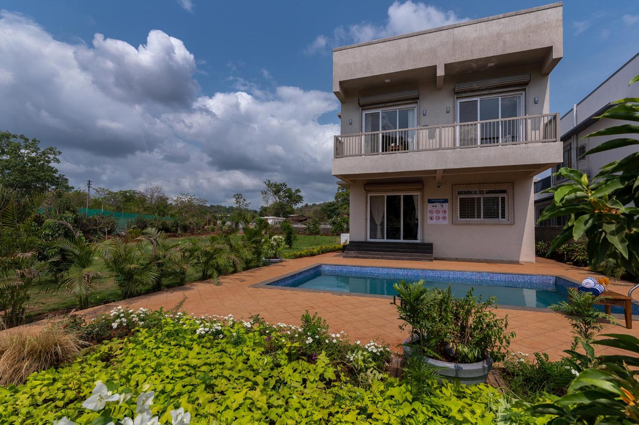 SaffronStays Midori - 4BR riverside villa with pool, lawn, terrace & access to Kundalika River rafting site view 5
