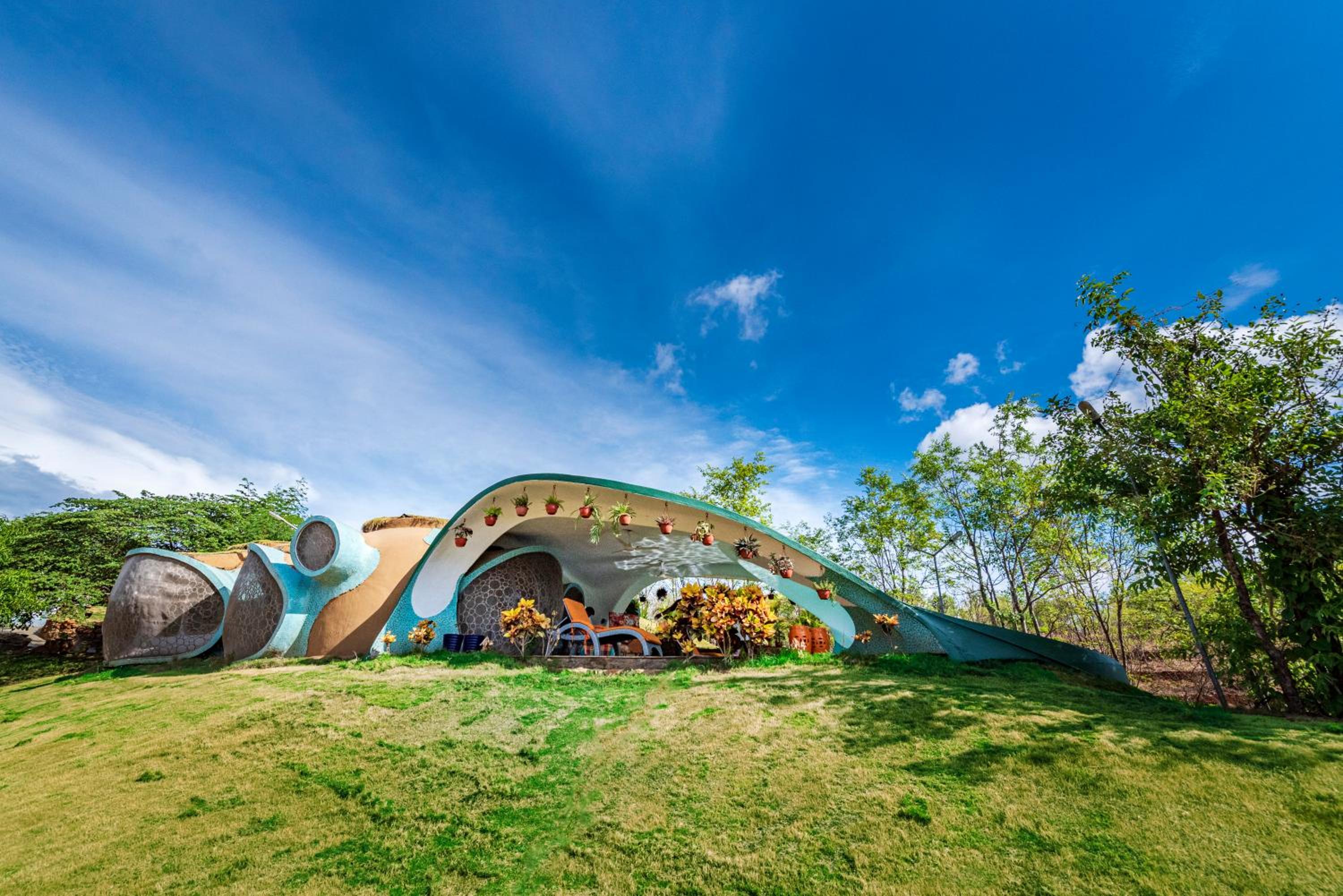 SaffronStays AsanjA Dragonfly - 3 BR India first earth sheltered home view 2