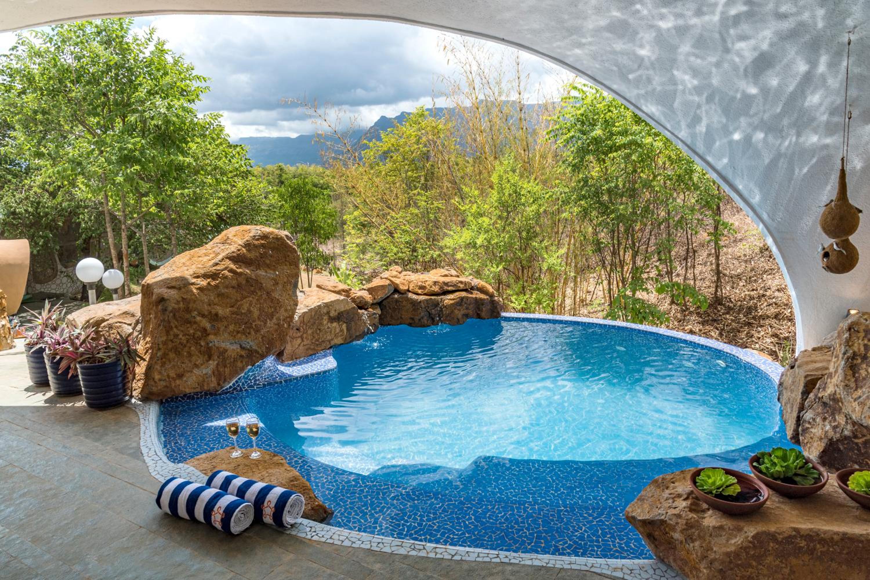SaffronStays AsanjA Titaly - 2BR earth-sheltered pool villa with rooftop garden, Hobbit charm & Sahyadri hill views near Mumbai view 2