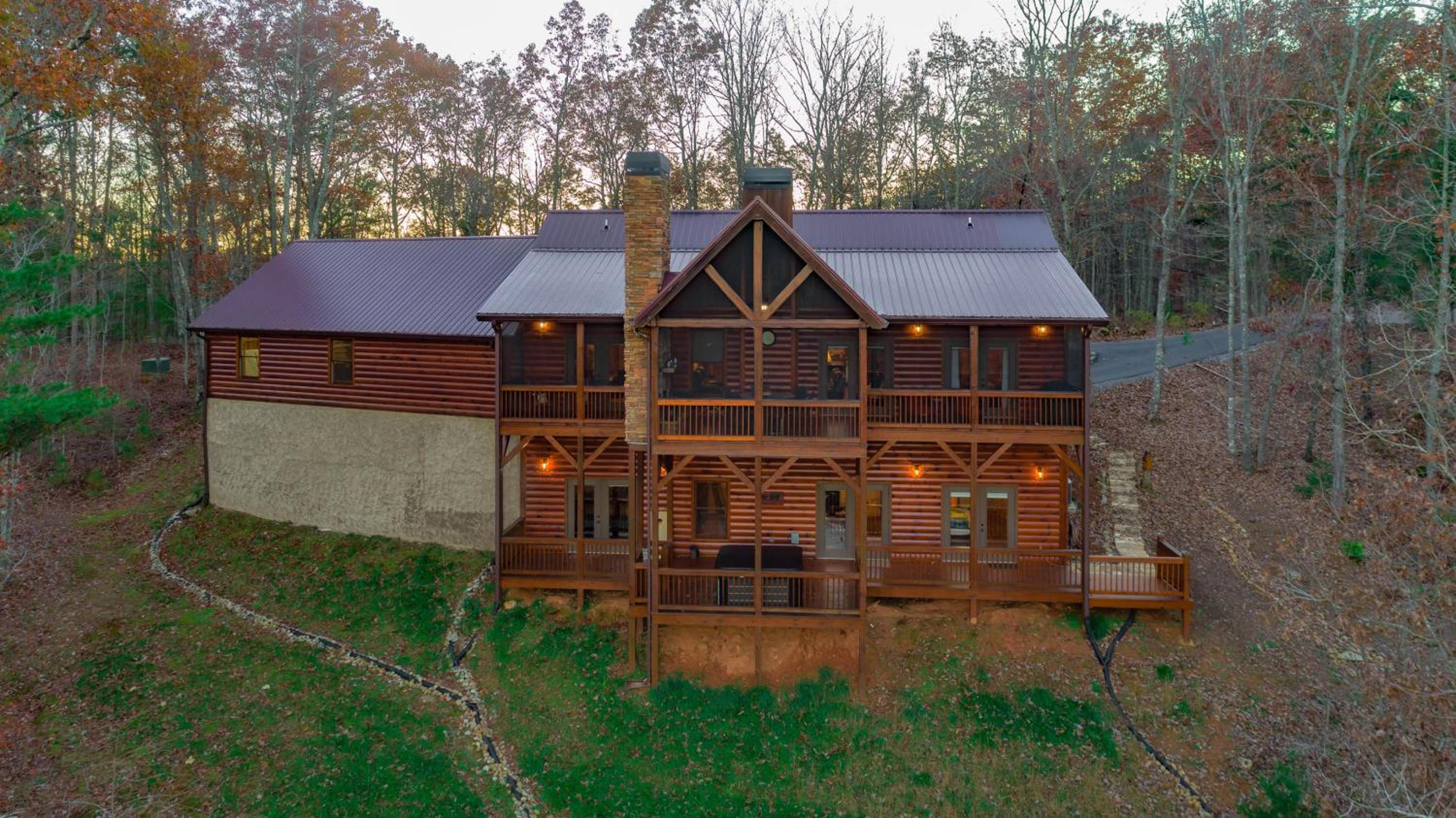 Awe-Inspiring Mountain View - Luxury Cabin with Epic Mountain Views, Hot Tub, Movie Room, Game Room, Library and More