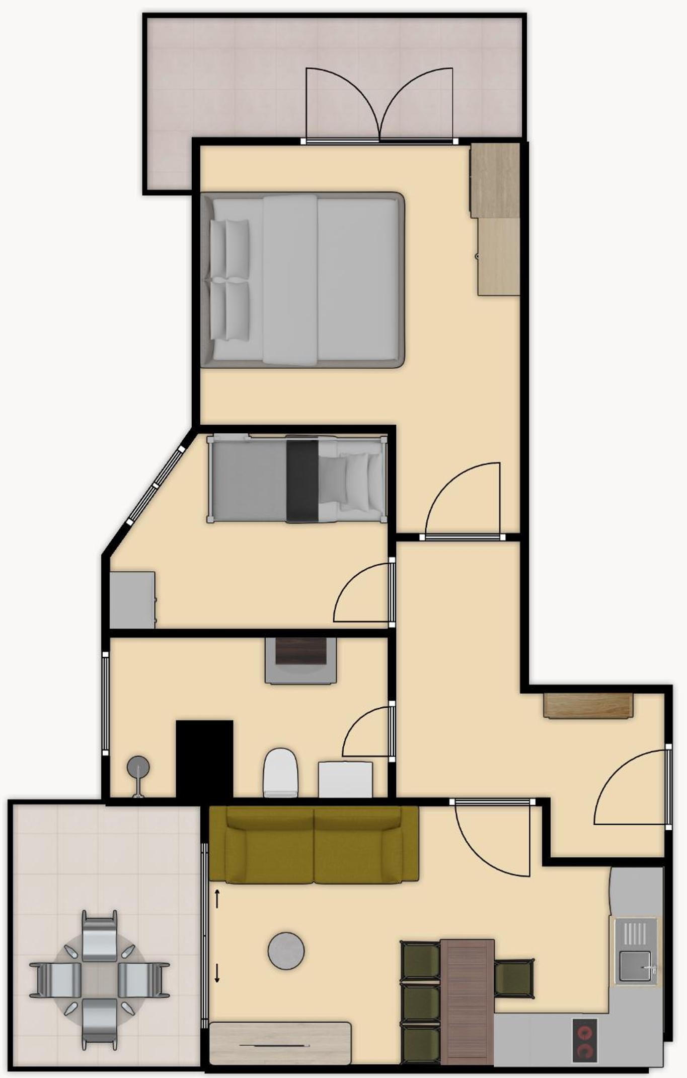 Cheerful 2-bedroom apartment in Golem