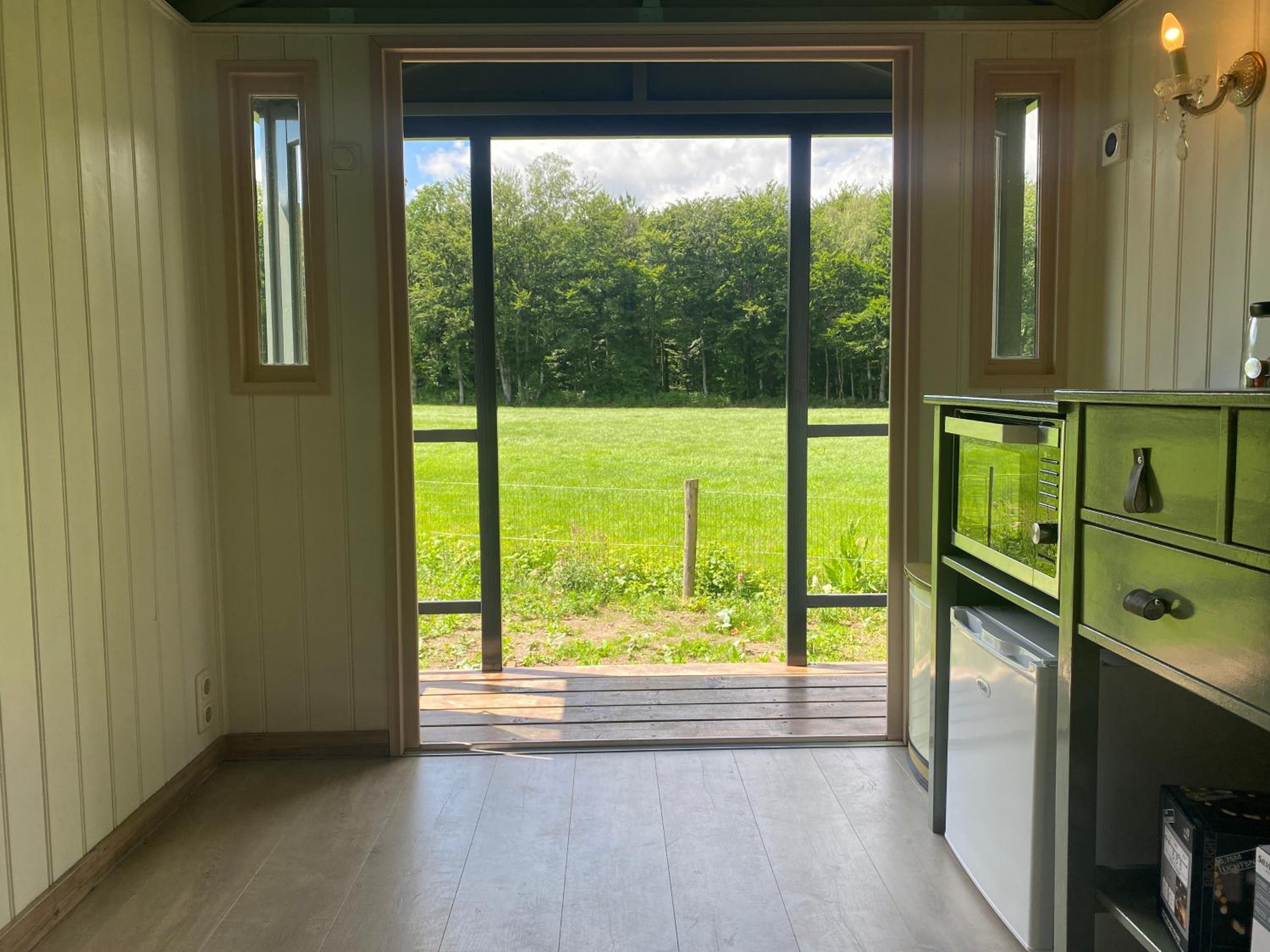 Tiny house, pipowagen onder de kastanje