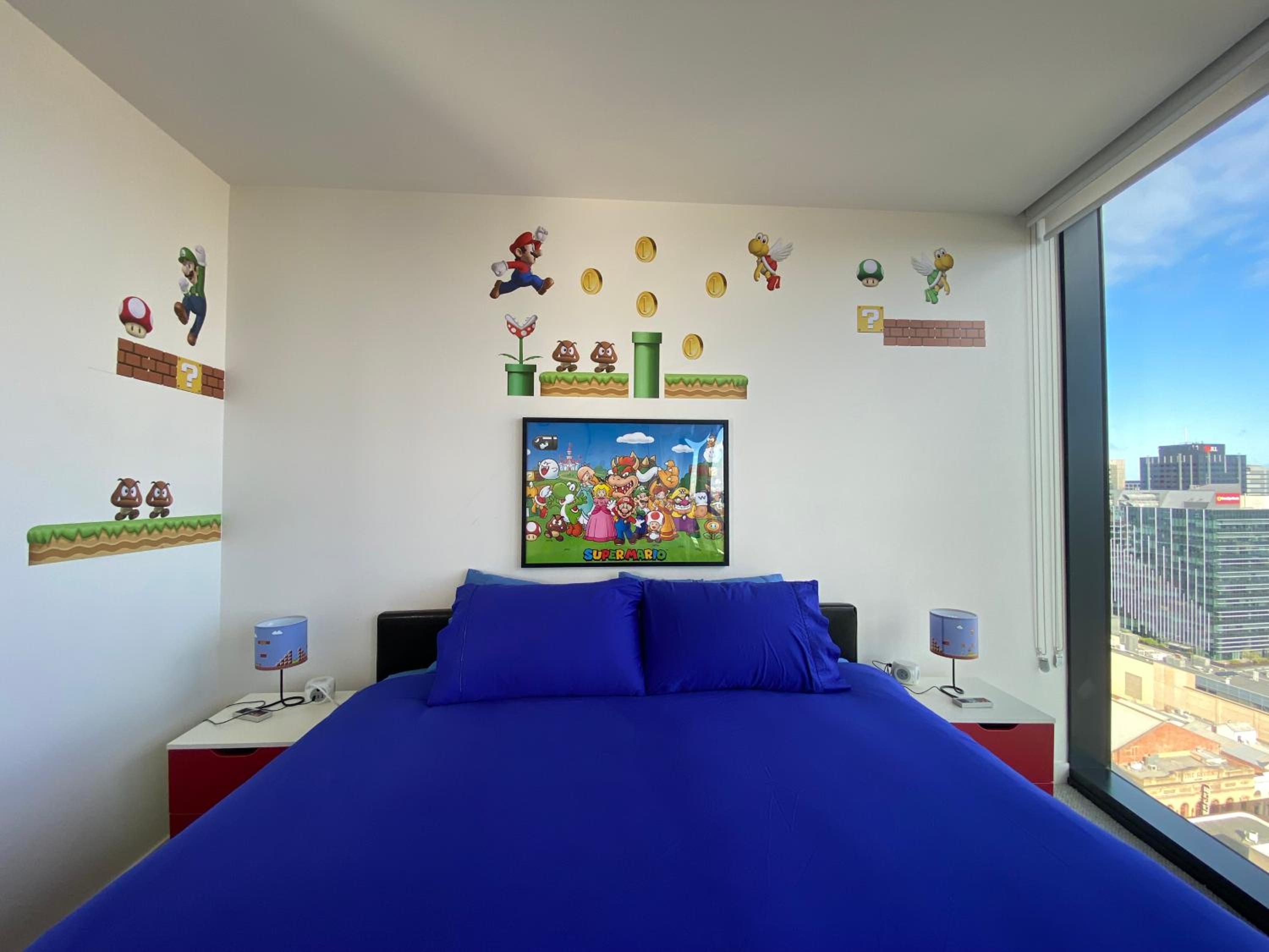 Nintendo Theme-Adelaide CBD-King Bed-Gym-BBQ