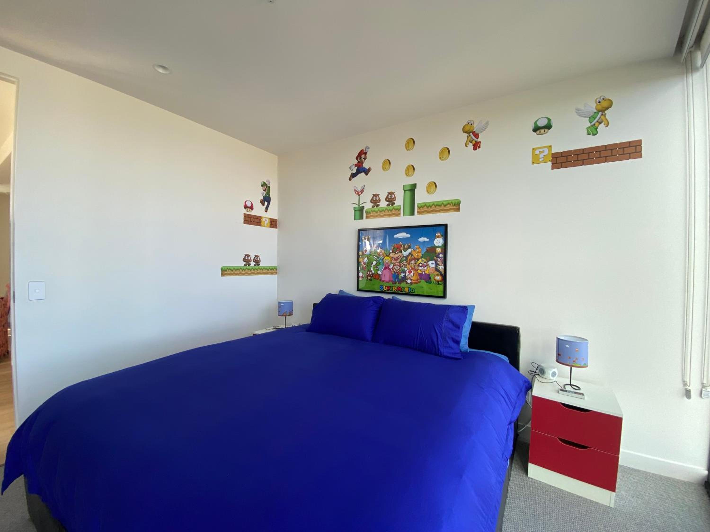 Nintendo Theme-Adelaide CBD-King Bed-Gym-BBQ