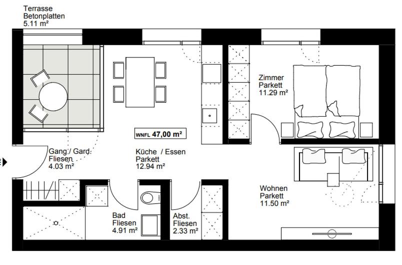 Neu erstellte Wohnung mit Balkon in Hard view 2