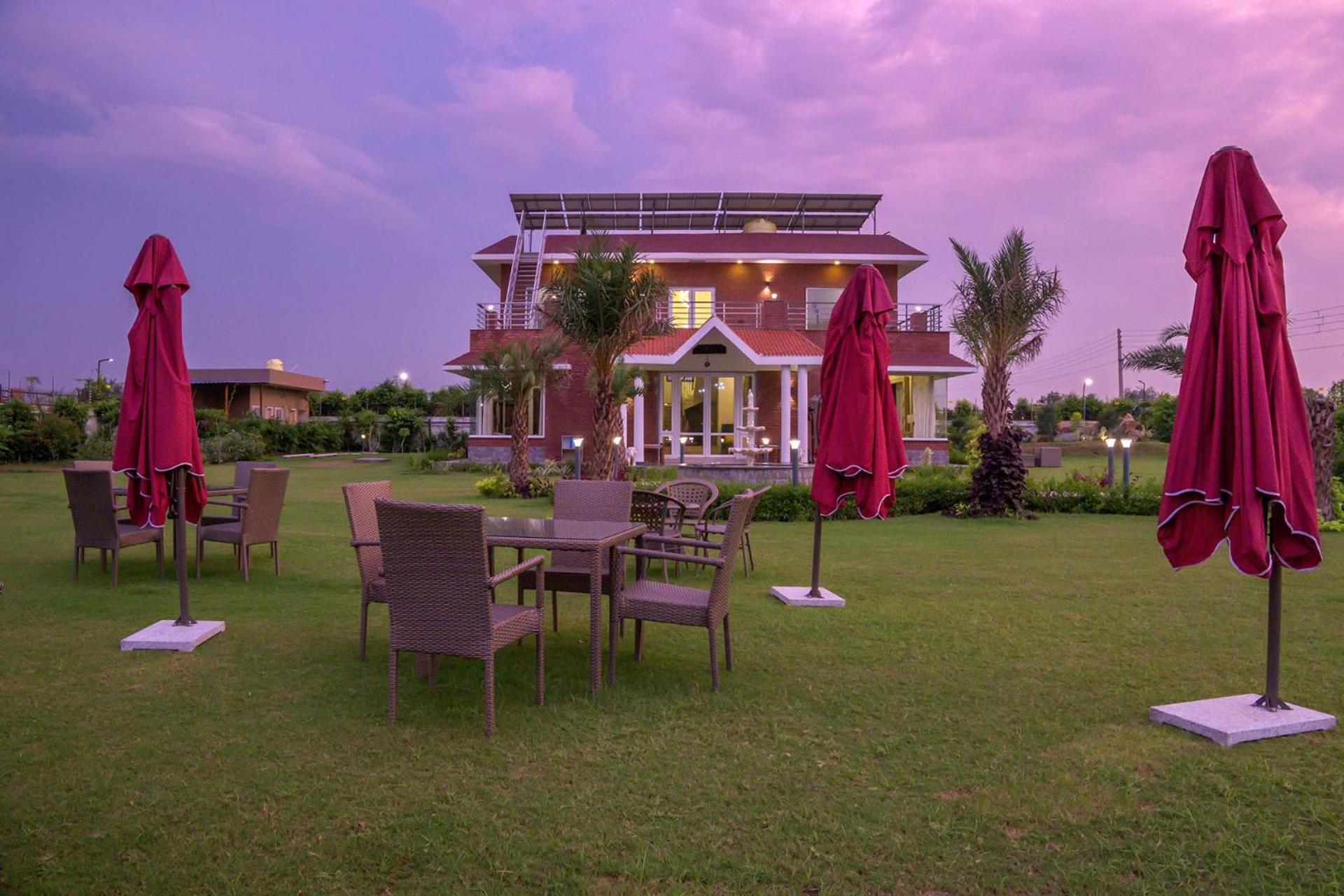 StayVista at Hillside Paradise in Sohna with Jacuzzi, kids play area, view of Aravalli Hills