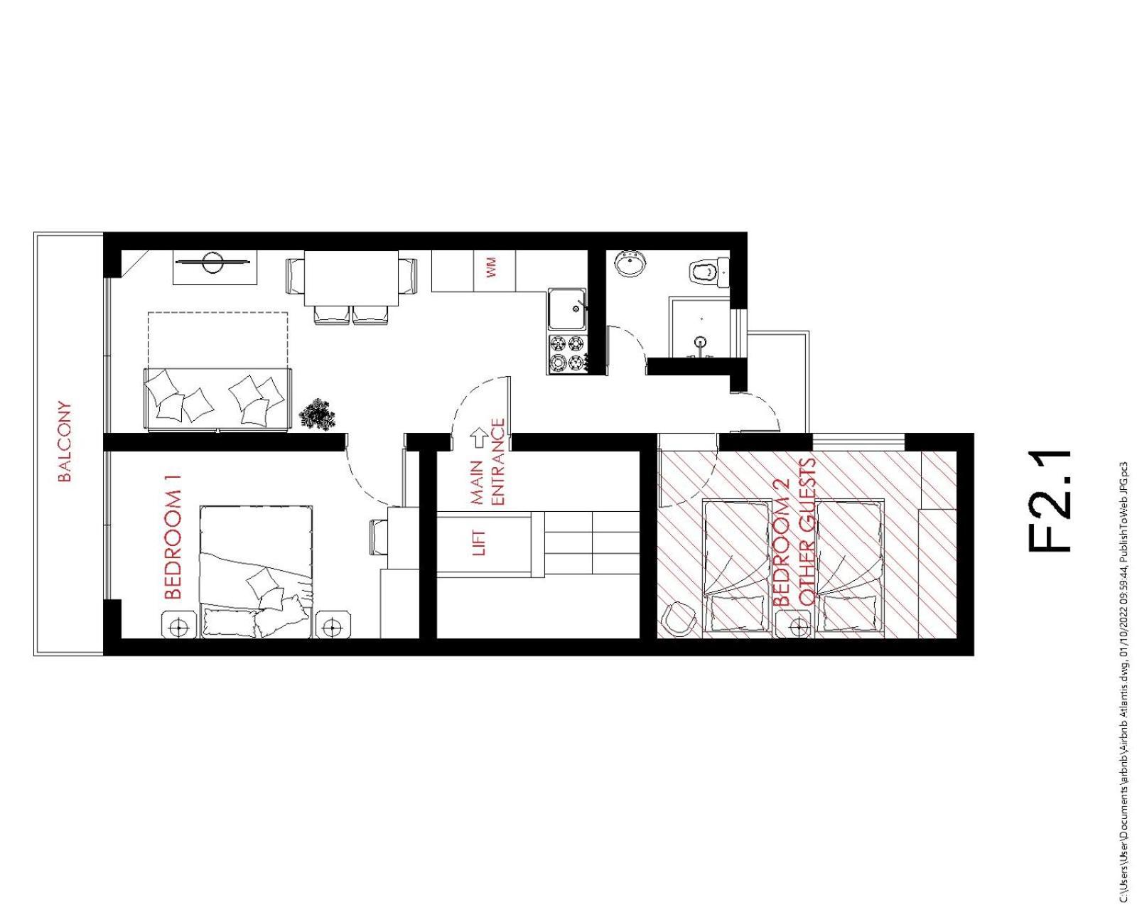 F2 1 Lovely room, Living and bathroom shared, St Julians photo 3