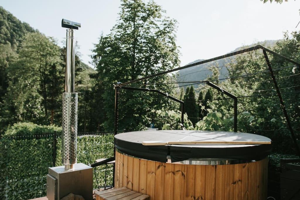 22 - The Old Workshop with fired wood hot tub view 4