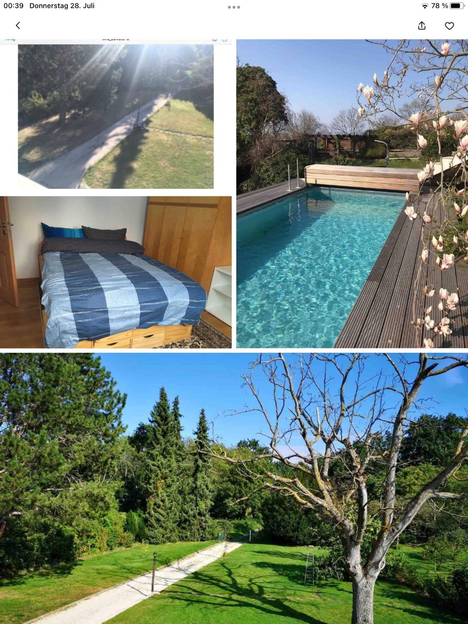 Doppelzimmer mit neuem Bad und Sportpool-Nutzung außen, Villa Naturpark, Garten mit Rheinblick