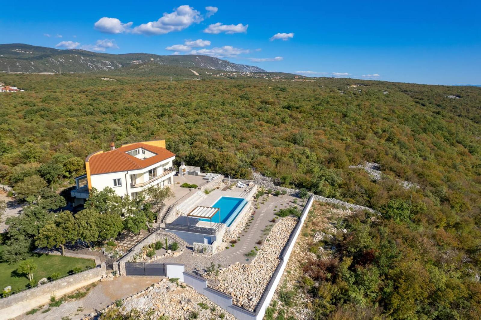 Luxury Villa Oštro with pool & Krk bridge view view 2