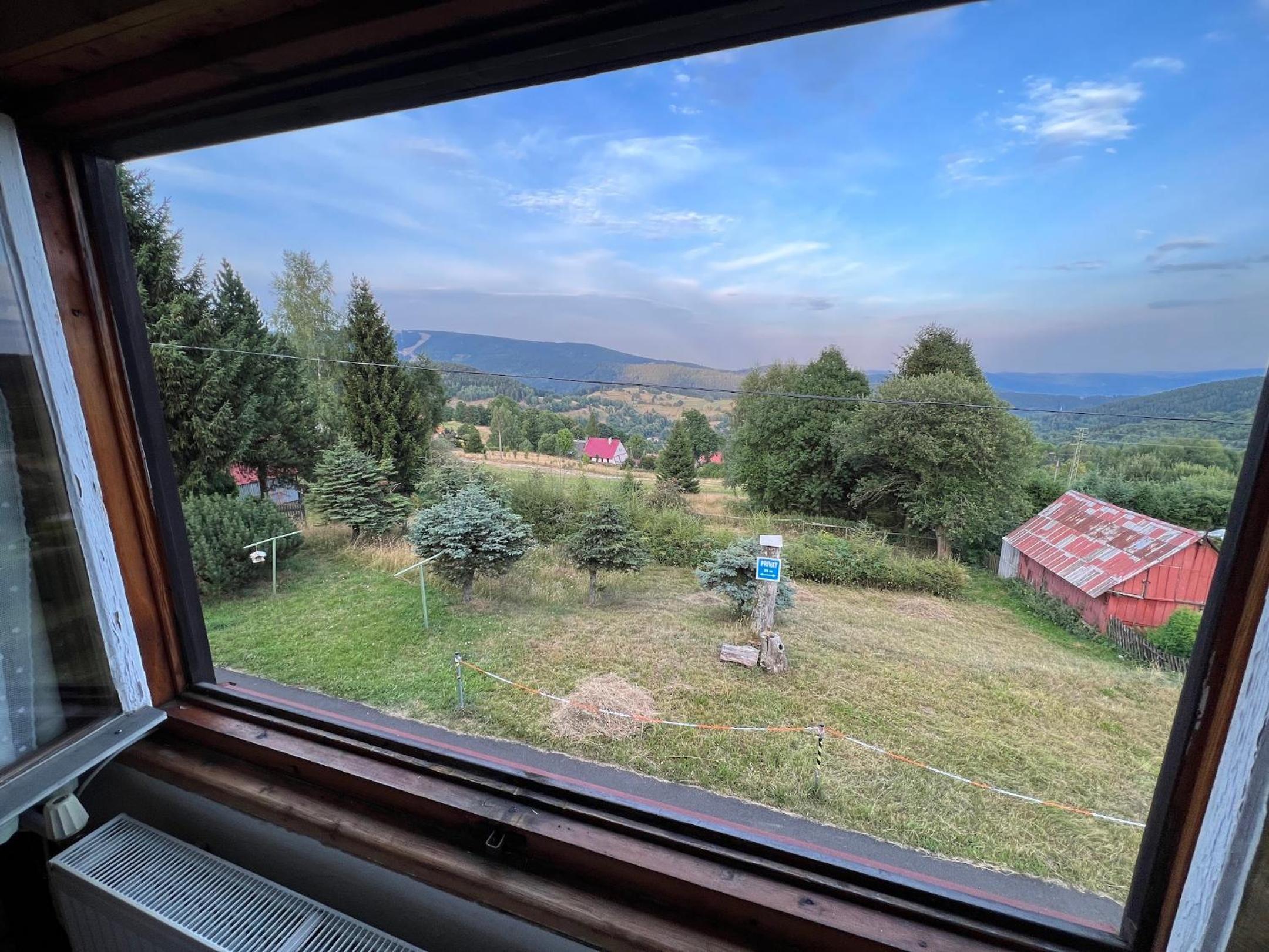 Horská bouda Schmitke výhled Klínovec