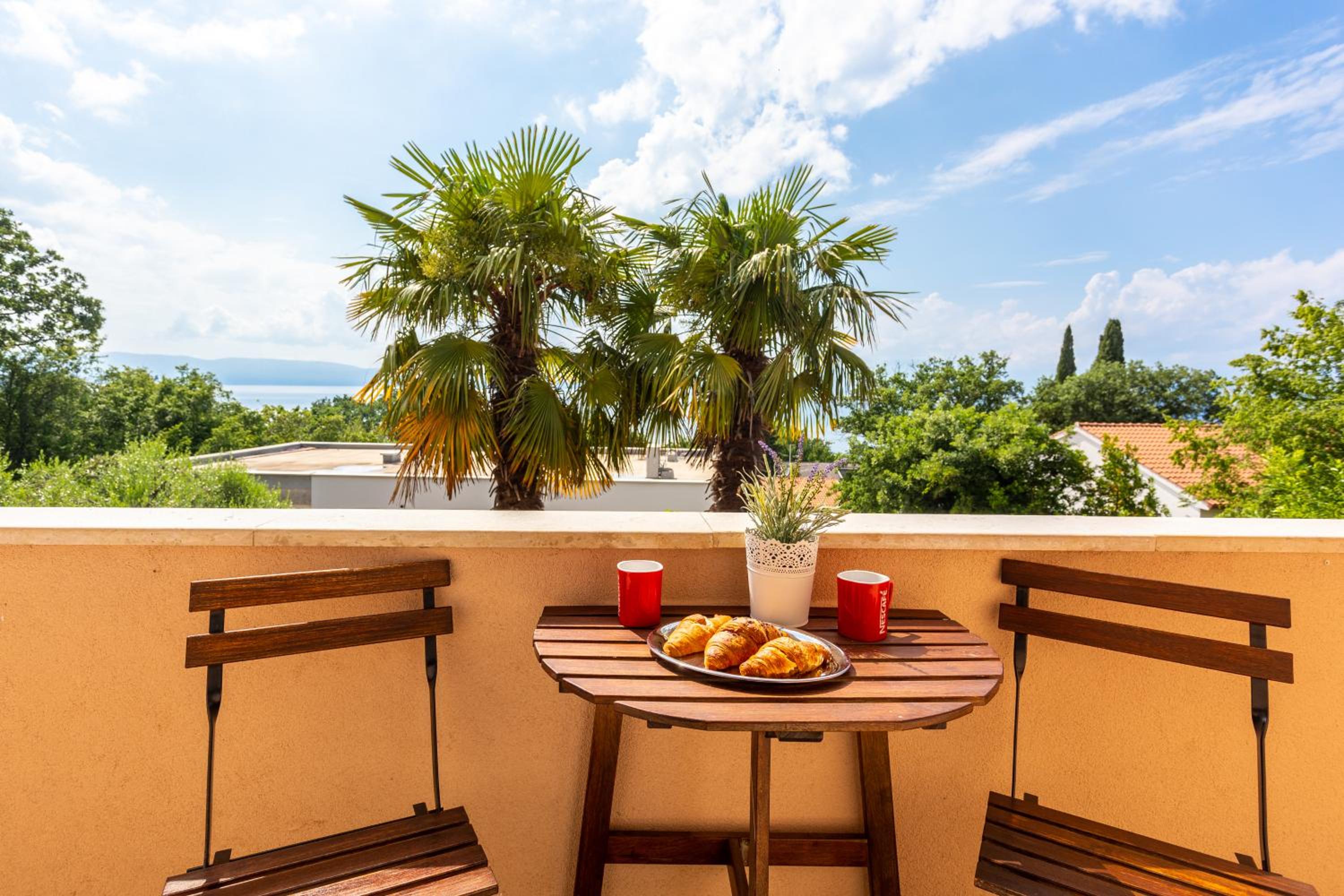 Mediterranean terrace with bbq, swimming pool and sea view