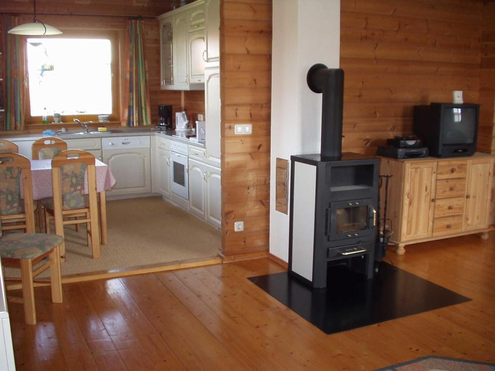 Holzblockhaus mit Kamin am Kite , Surf und Badestrand