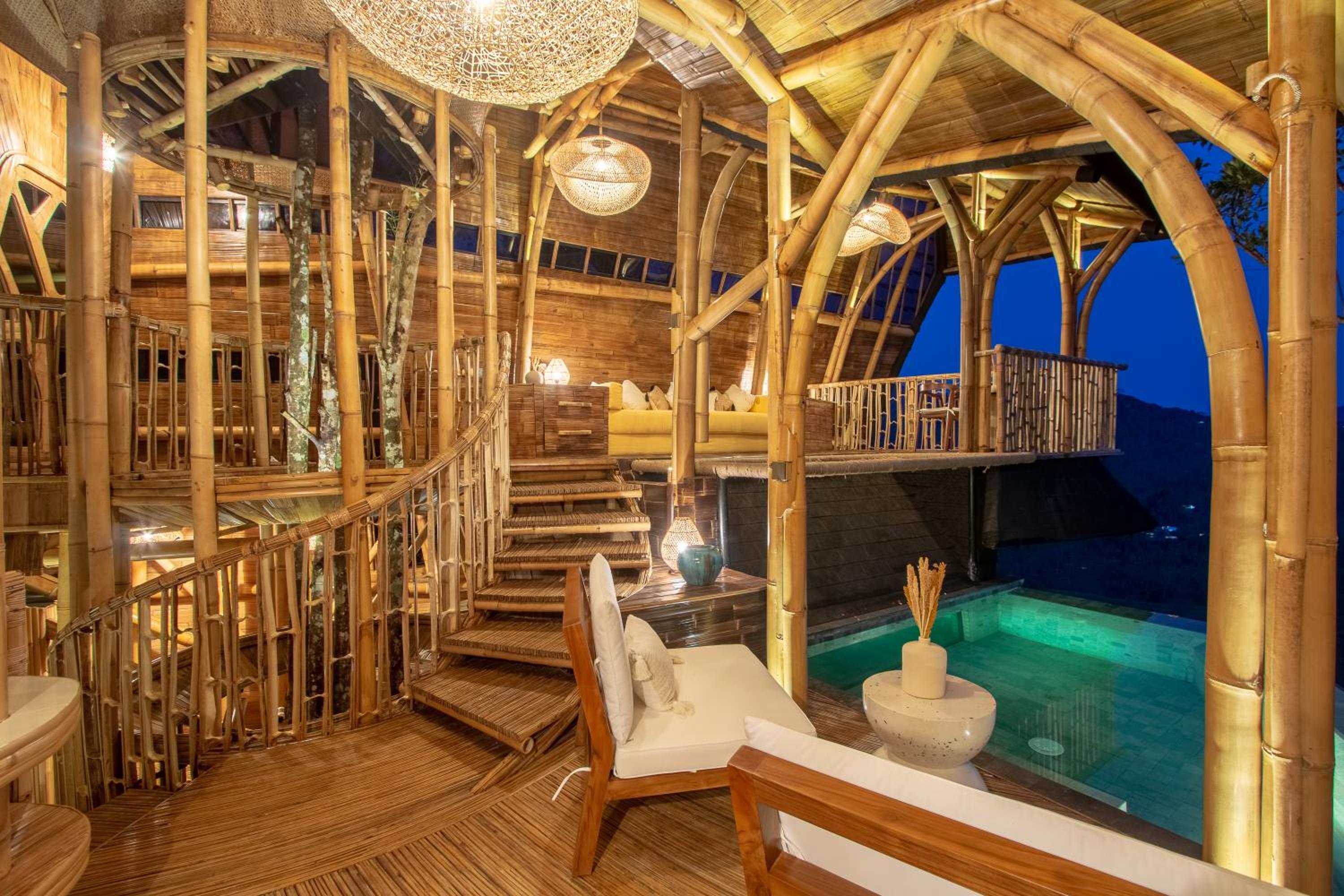 Cliffside Bamboo Treehouse with Heated Pool and View view 5