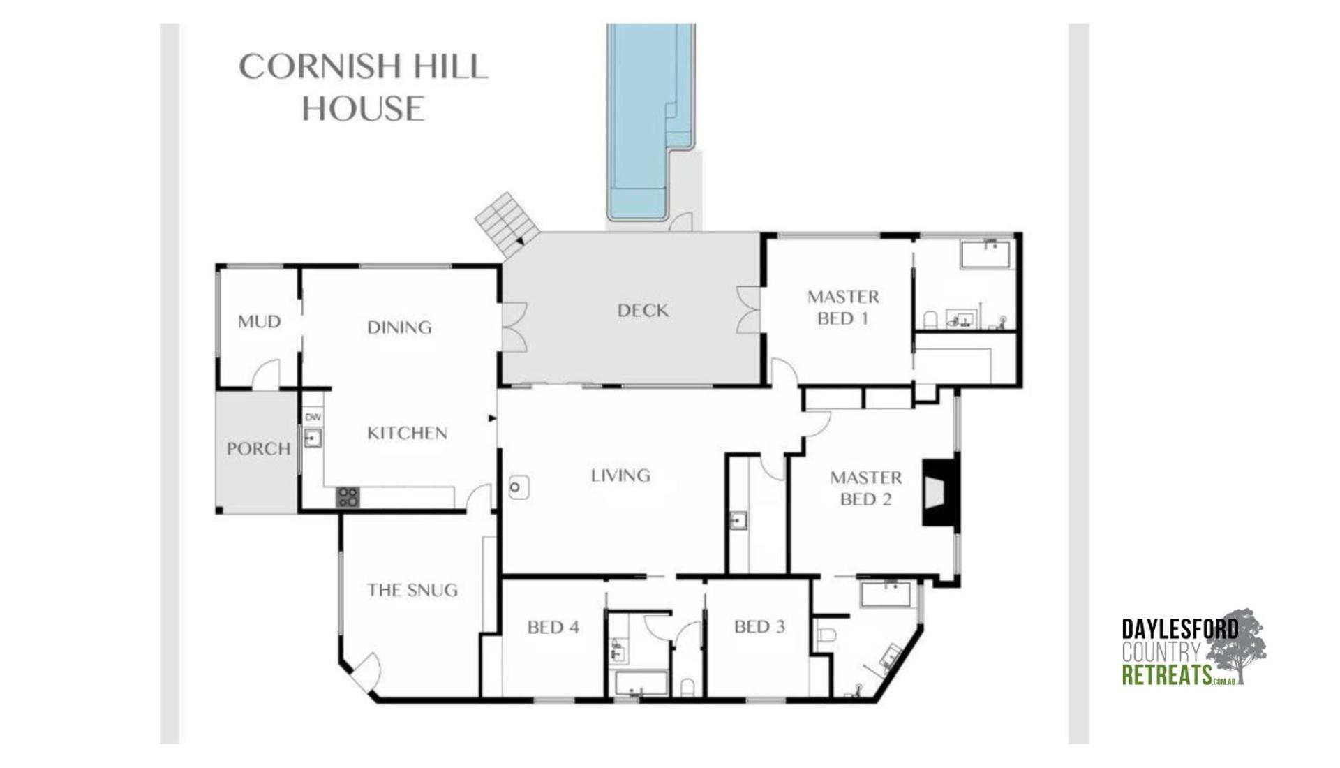Cornish Hill House - stunning views with pool