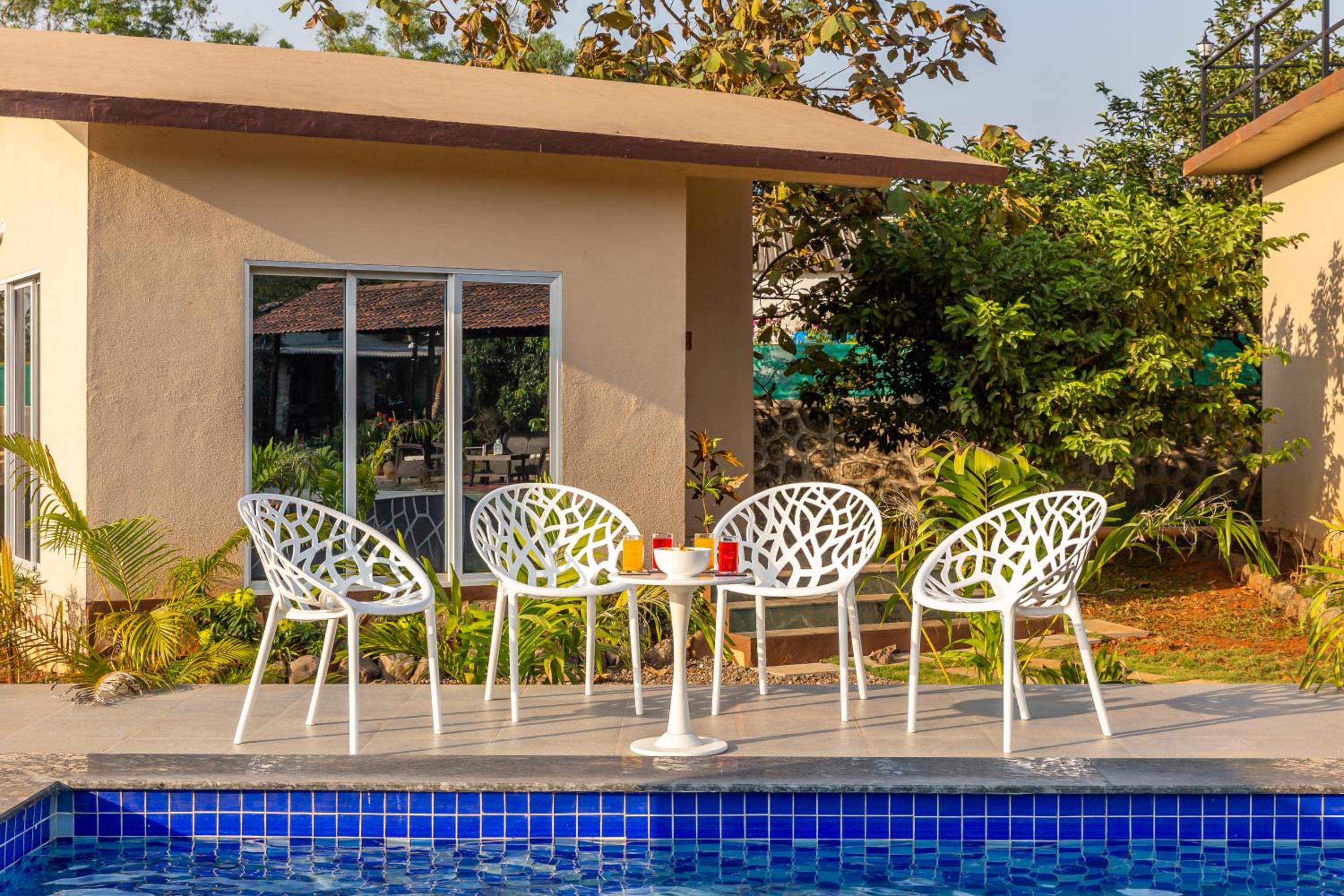SaffronStays Apricus Farm - 4BHK Veg Estate with Pool, Yoga & Garden view 2