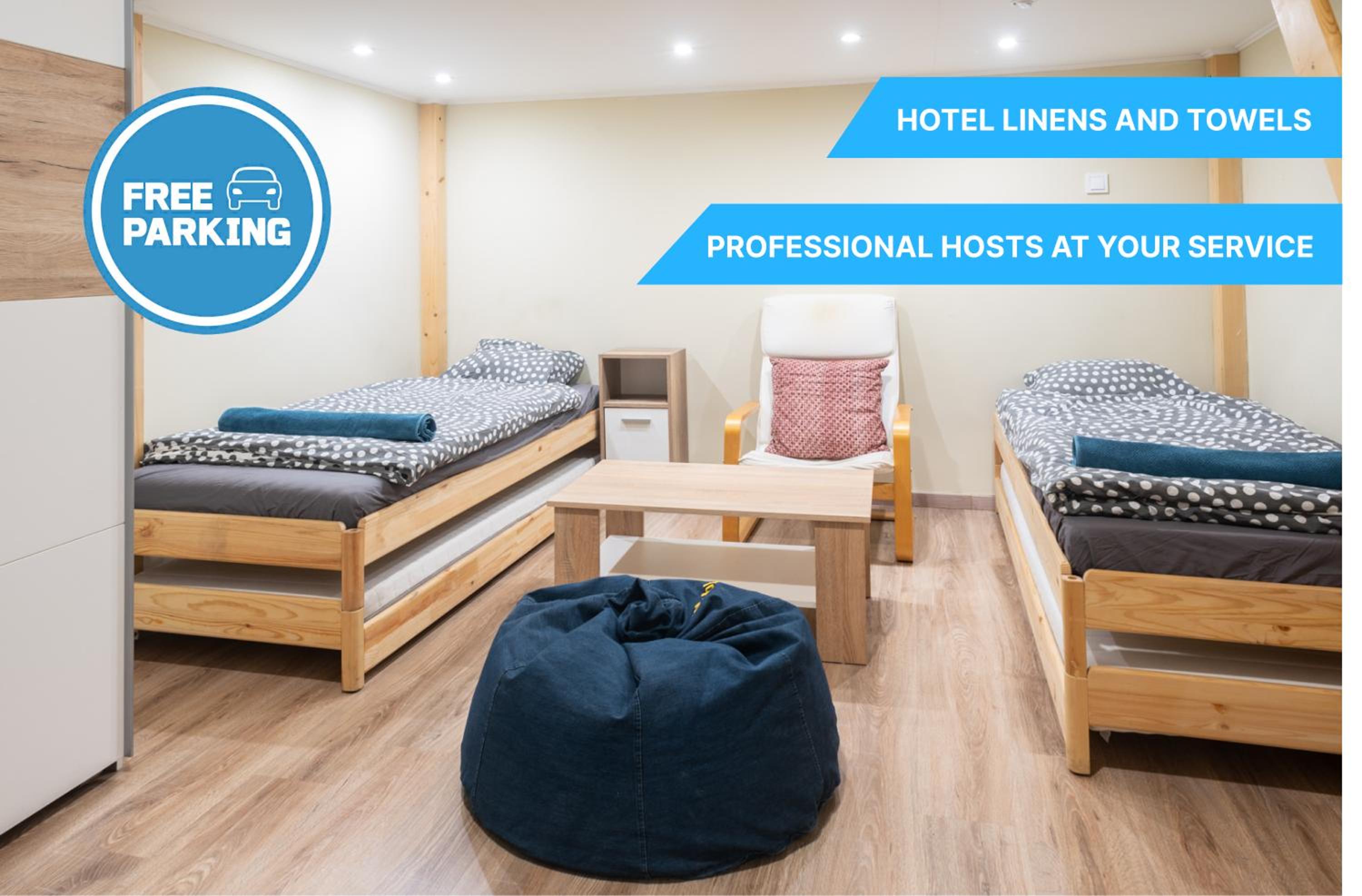FREE PARKING!! Cozy and quiet apartment near Kiraly street 4ppl, AC view 2