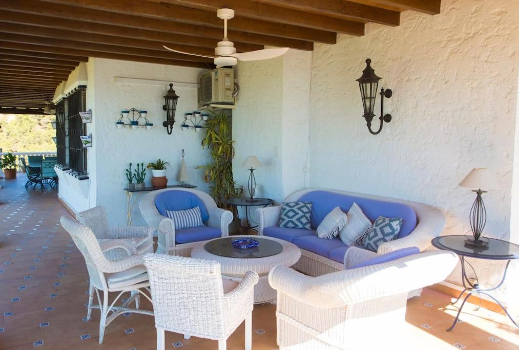 Andalusian villa on the sea and the bay of Malaga