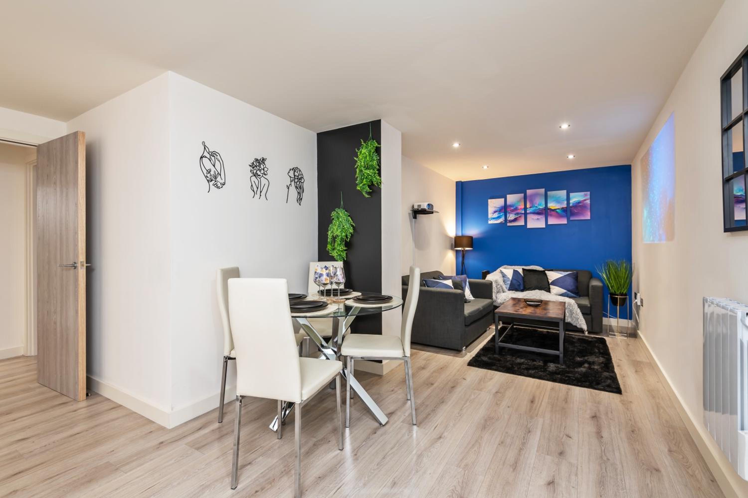 Spacious 1 Bedroom Apartment By Green Haven Escapes Short Lets & Serviced Accommodation Bradford With 4K Cinema Experience view 3