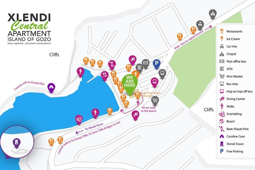 40sec walk to Xlendi Beach - Fully Air Con & Heated Brand New Central Apartment