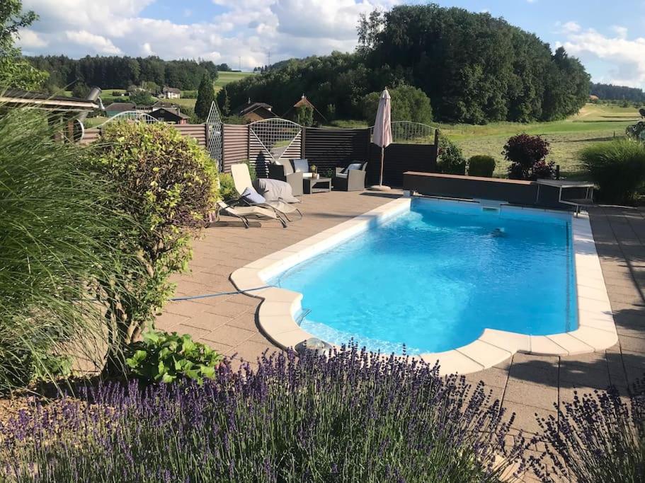 Appartement mit Alpensicht, beheiztem Pool, Garten