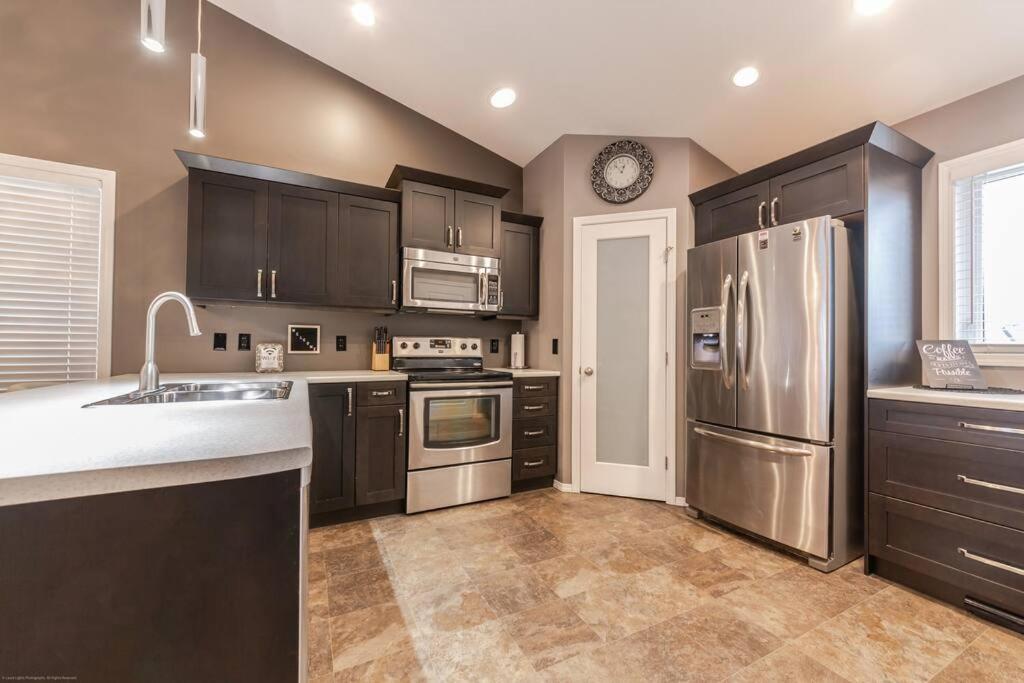Modern House Fenced Back Yard BBQ Garage