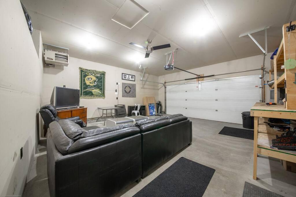 Modern House Fenced Back Yard BBQ Garage