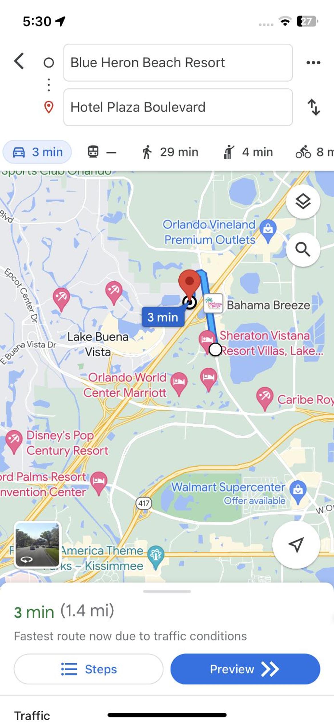 Disney 1 mile , Blue Heron 1 room 2 bath,amenities,6 guests, walk to restaurants, no fees at check in or check out