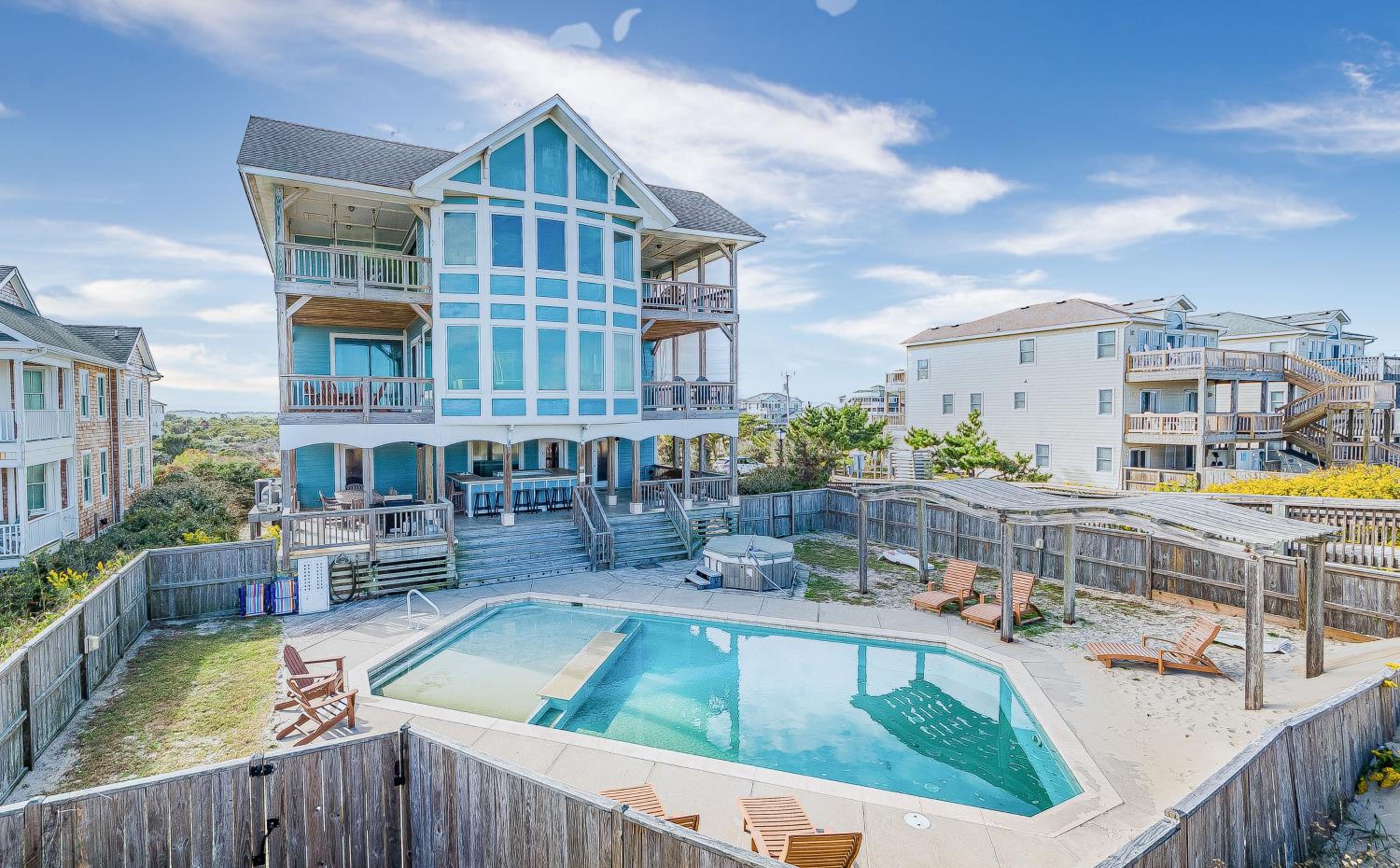 Outside-In - S Nags Head MP 18.5, Luxury Oceanfront, Elevator, Pool, Cabana, Home Theatre, Pets OK