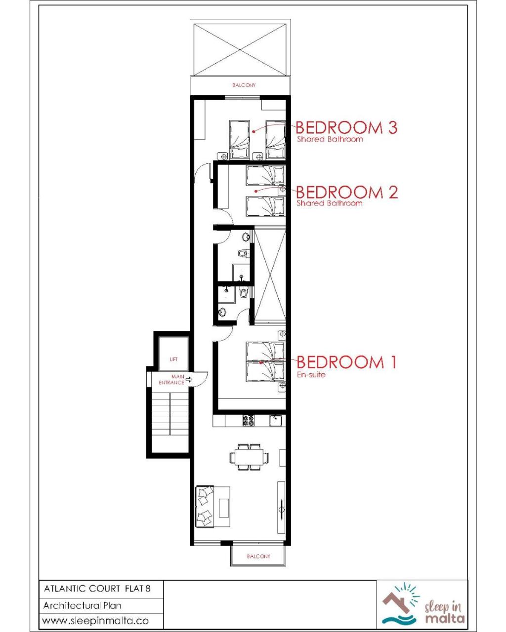F8 Room 3, Private Room two single beds shared bathroom in shared Flat view 5