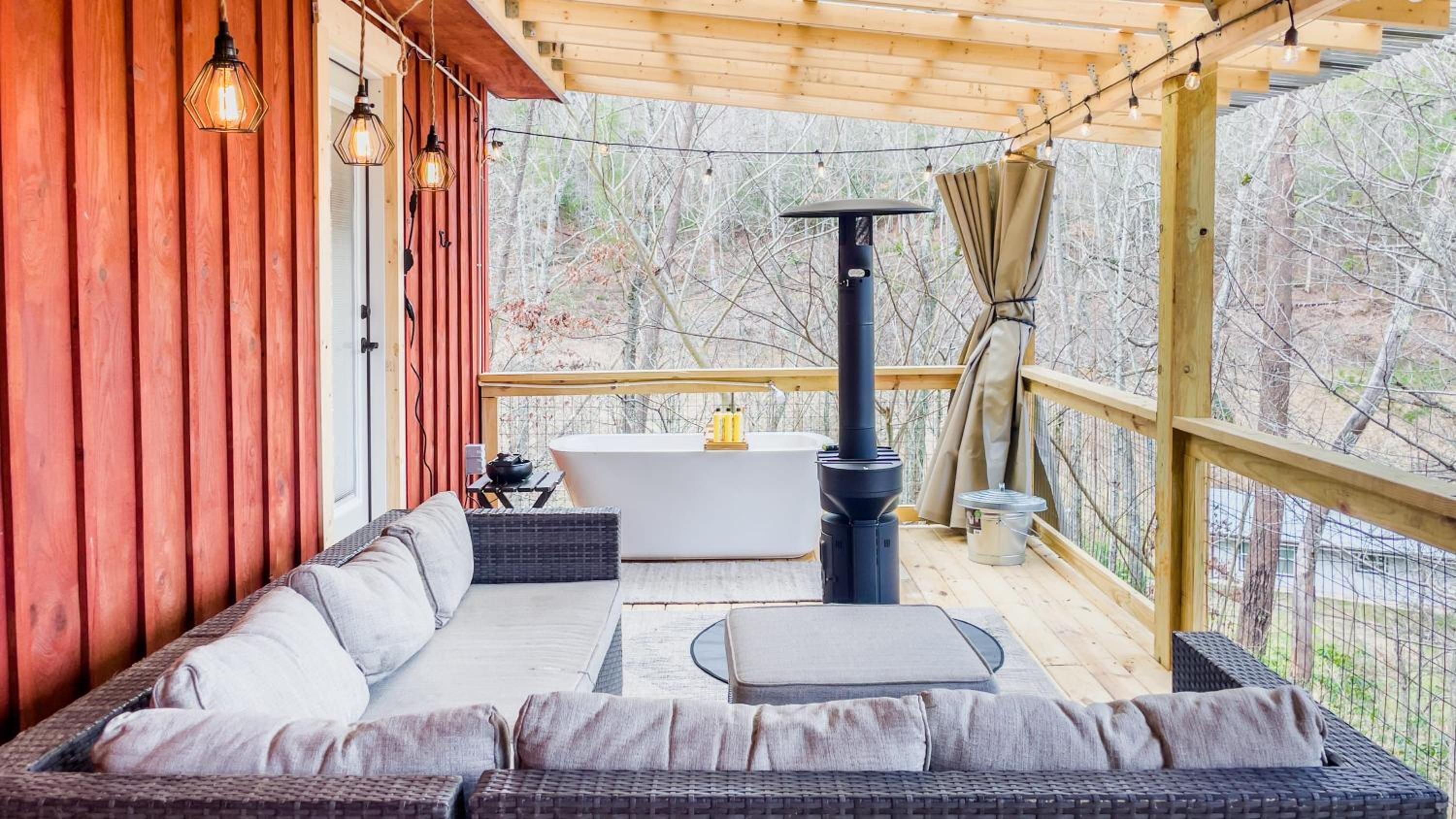 Affordable cabin that sleeps 8 K beds & fire pit view 2