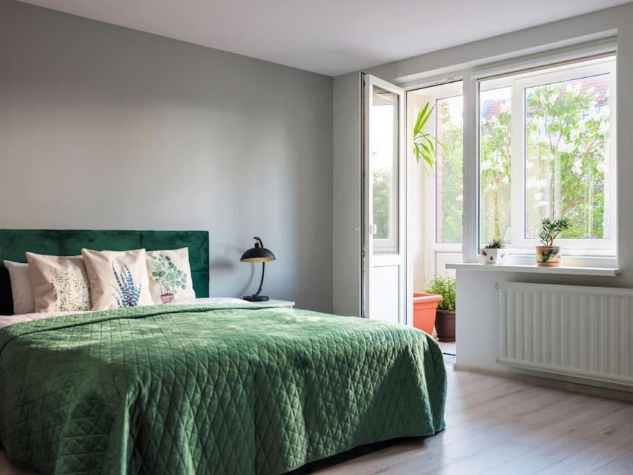 Green bed by the pine forest view 2