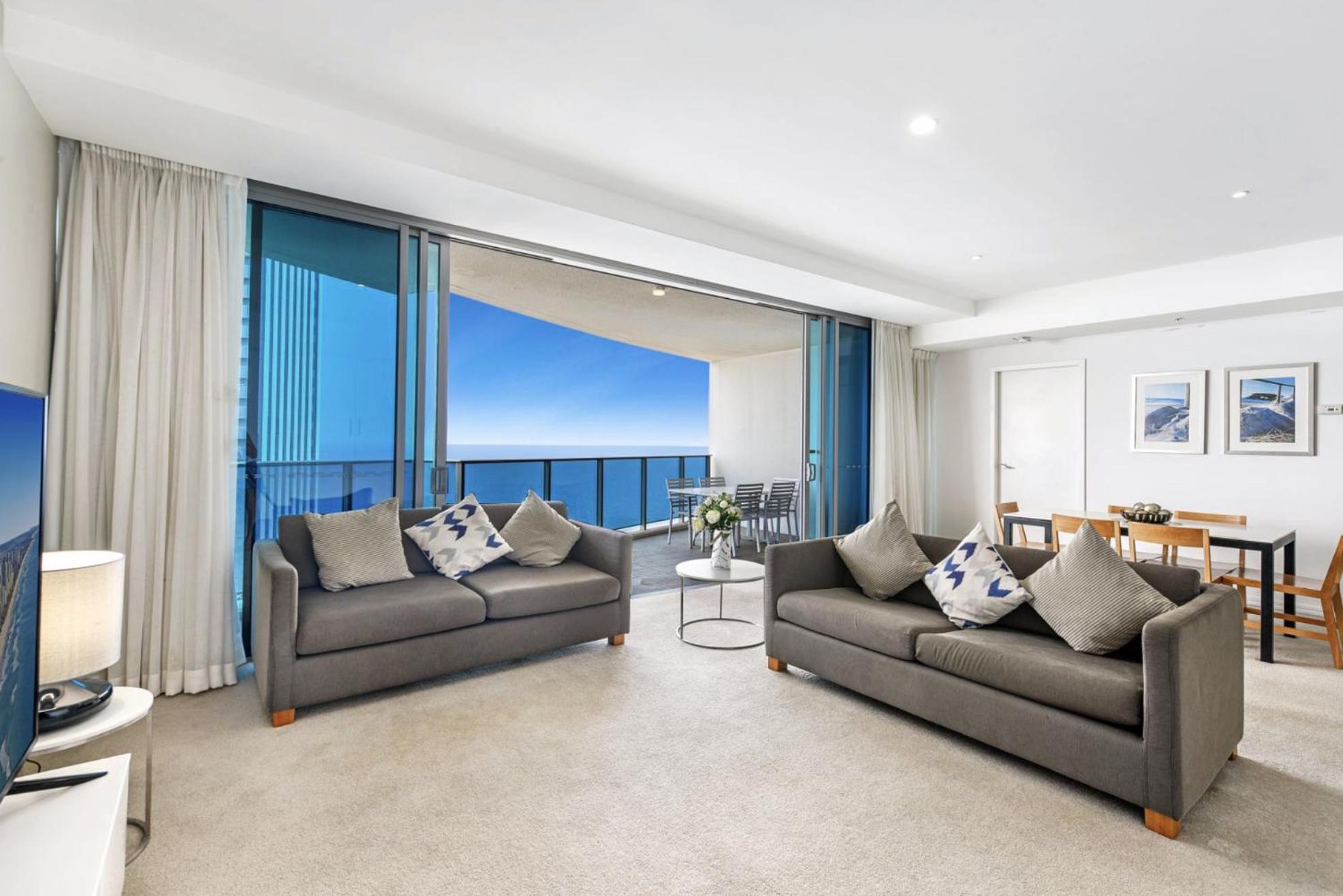 49th Floor Apartment with Ocean and Skyline Views sitting above the Hilton Hotel