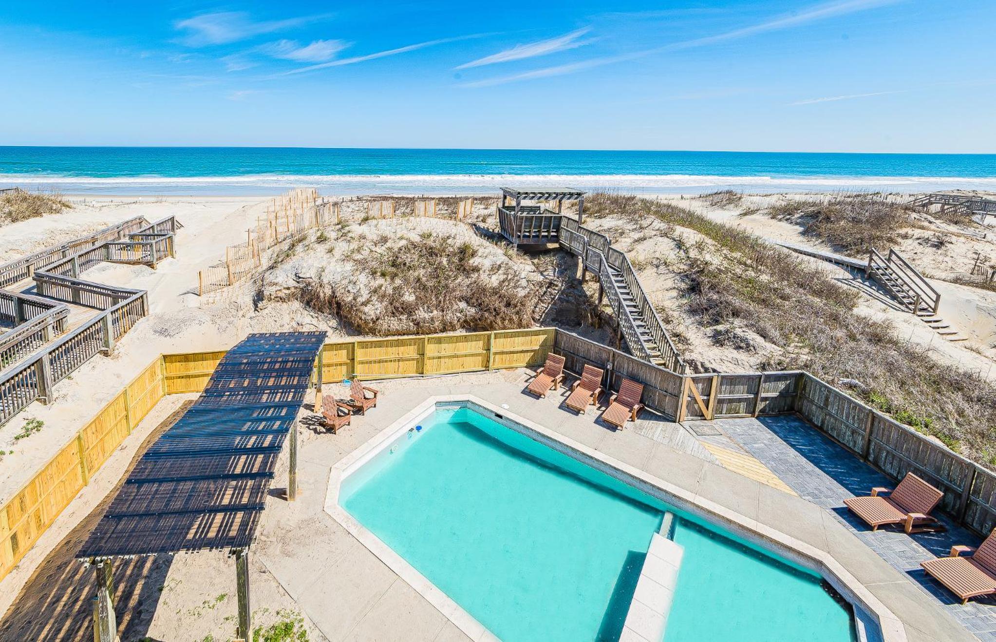 Outside-In - S Nags Head MP 18.5, Luxury Oceanfront, Elevator, Pool, Cabana, Home Theatre, Pets OK