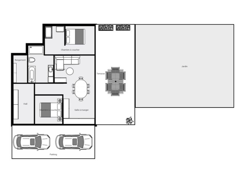 Maison en plein centre avec terrasse et jardin