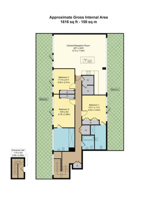 Large 3 Bed 3 Bathrooms Penthouse with terrace and City views in London