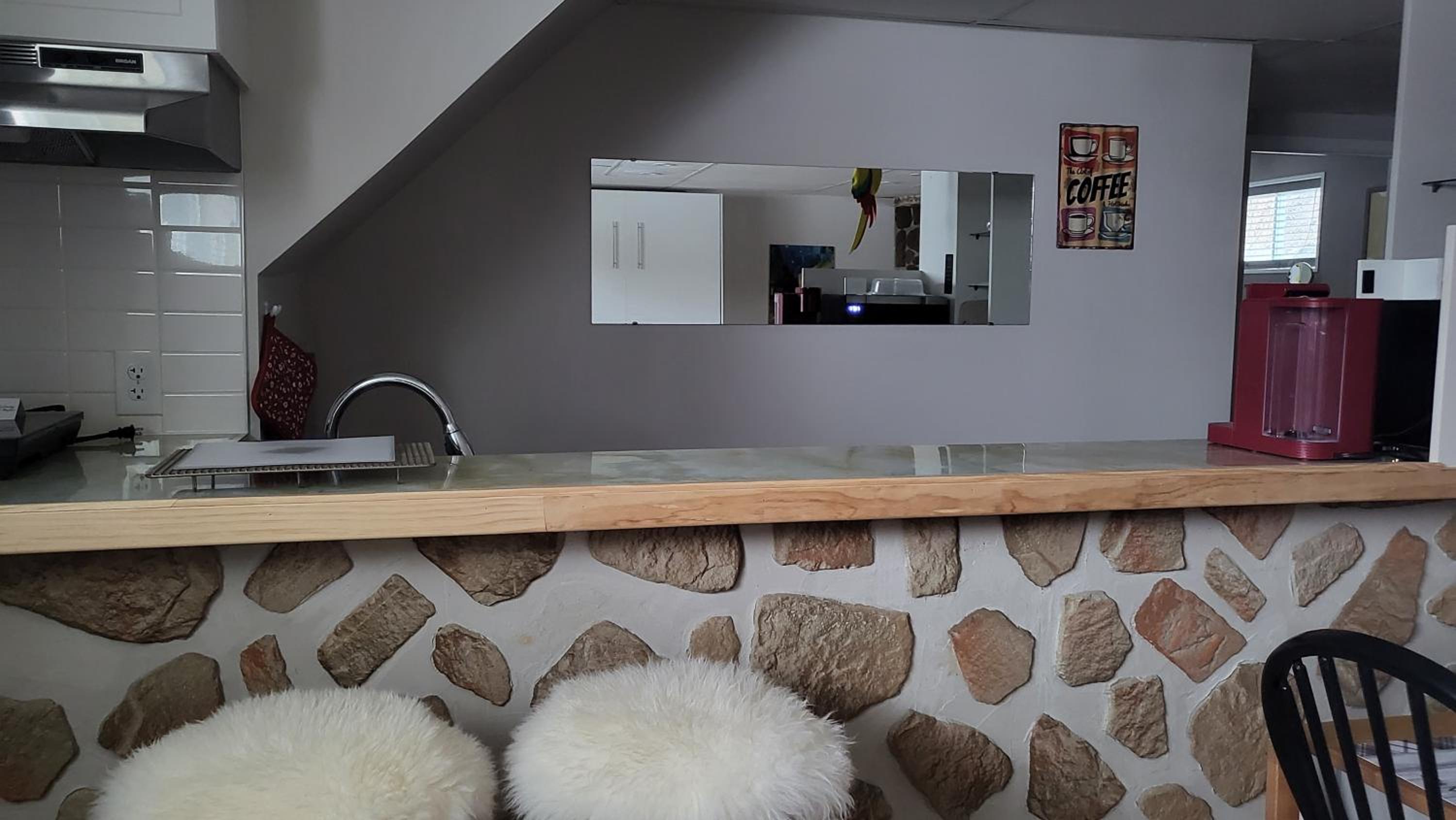 Private trendy studio with fireplace