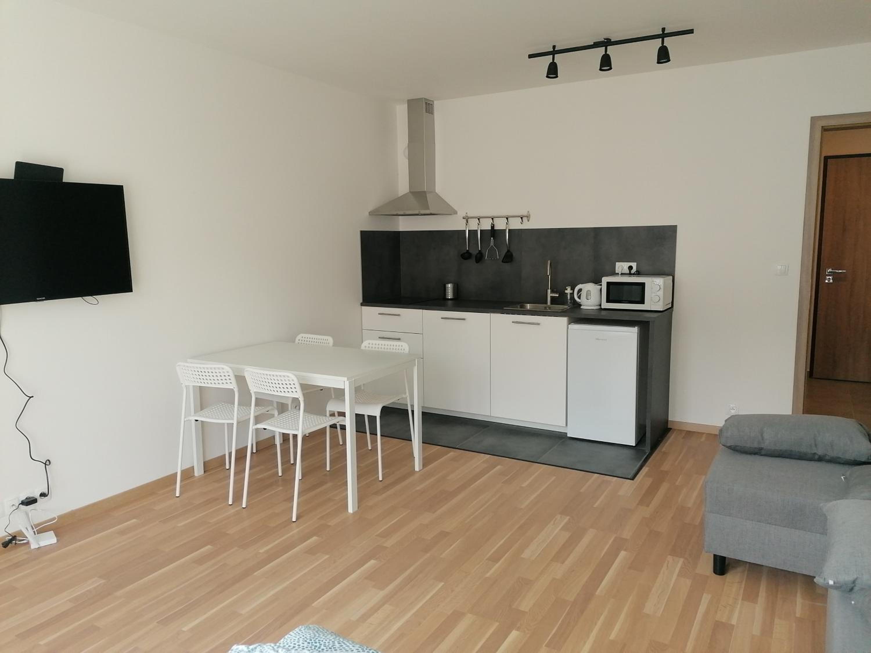 Brand new studio apartment #62 with free secure parking in the center