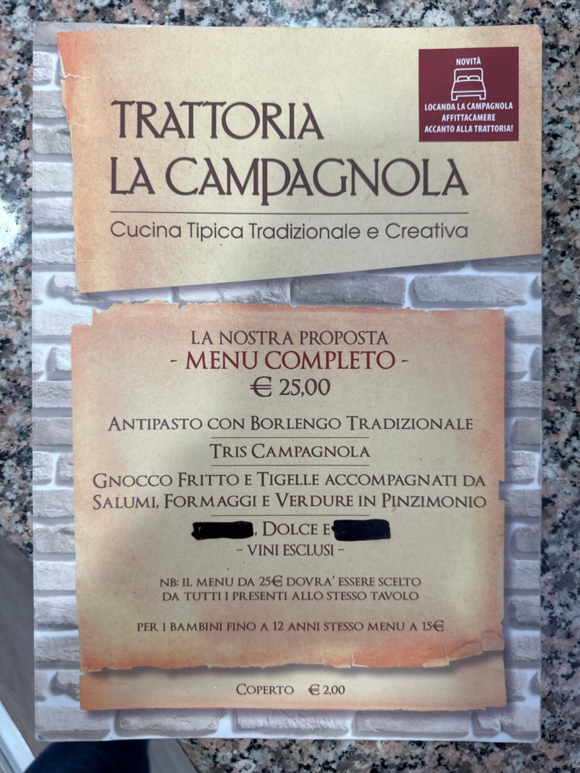 LOCANDA LA CAMPAGNOLA orari check in dalle 1130 alle 1530 e dalle 1800 alle 2300