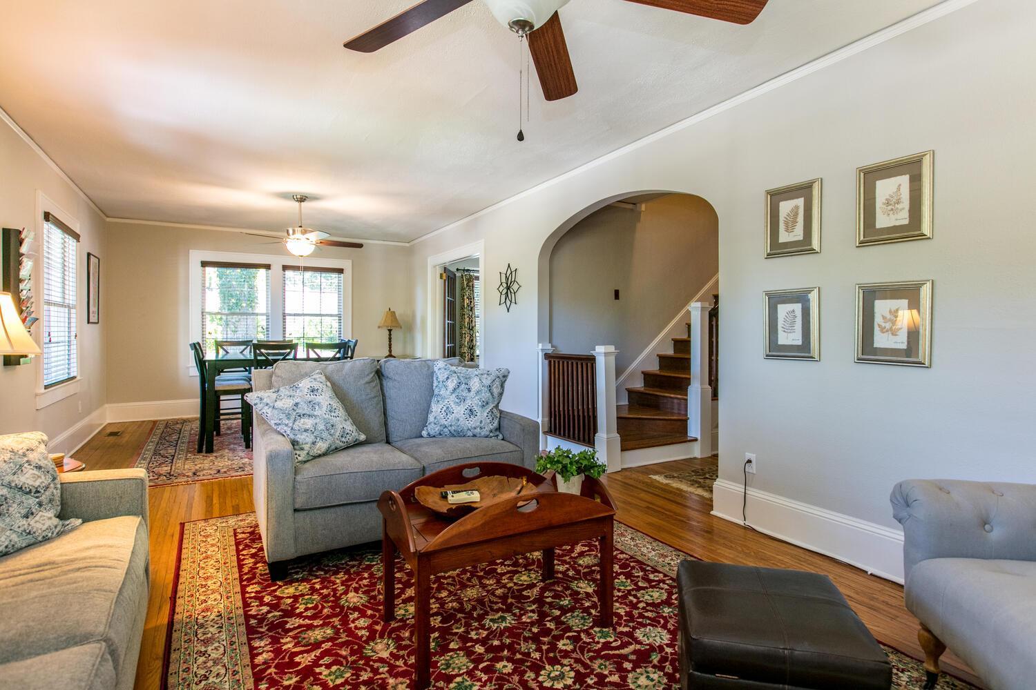 Roomy 5BR Bungalow with Backyard, Walk to Downtown