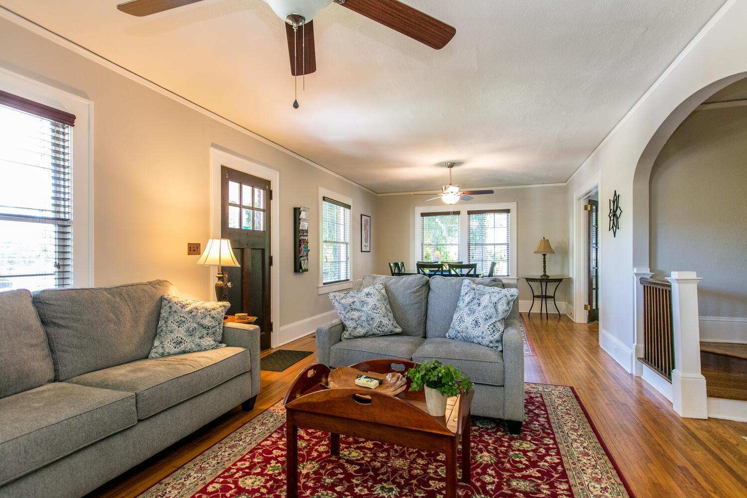 Roomy 5BR Bungalow with Backyard, Walk to Downtown