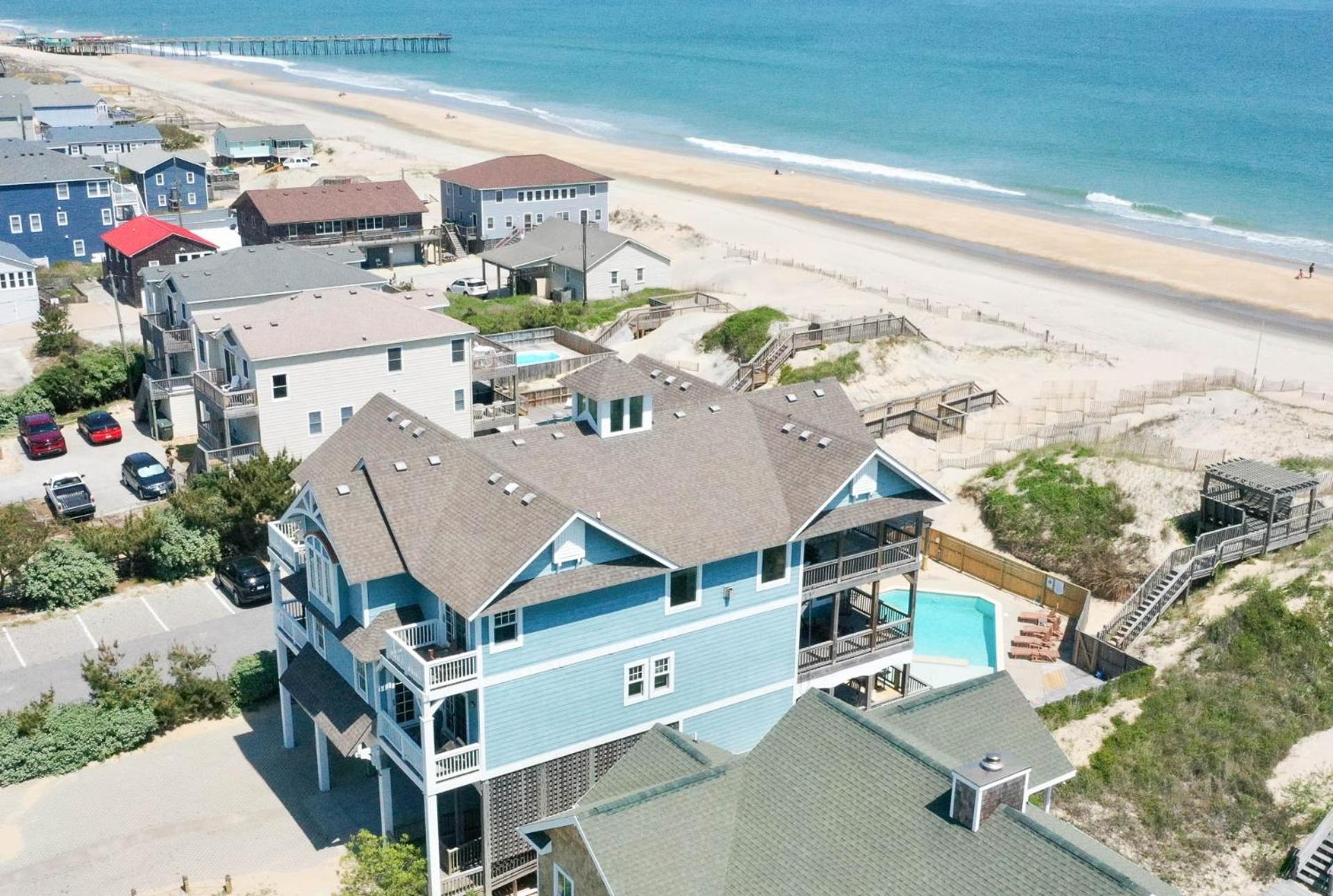 Outside-In - S Nags Head MP 18.5, Luxury Oceanfront, Elevator, Pool, Cabana, Home Theatre, Pets OK
