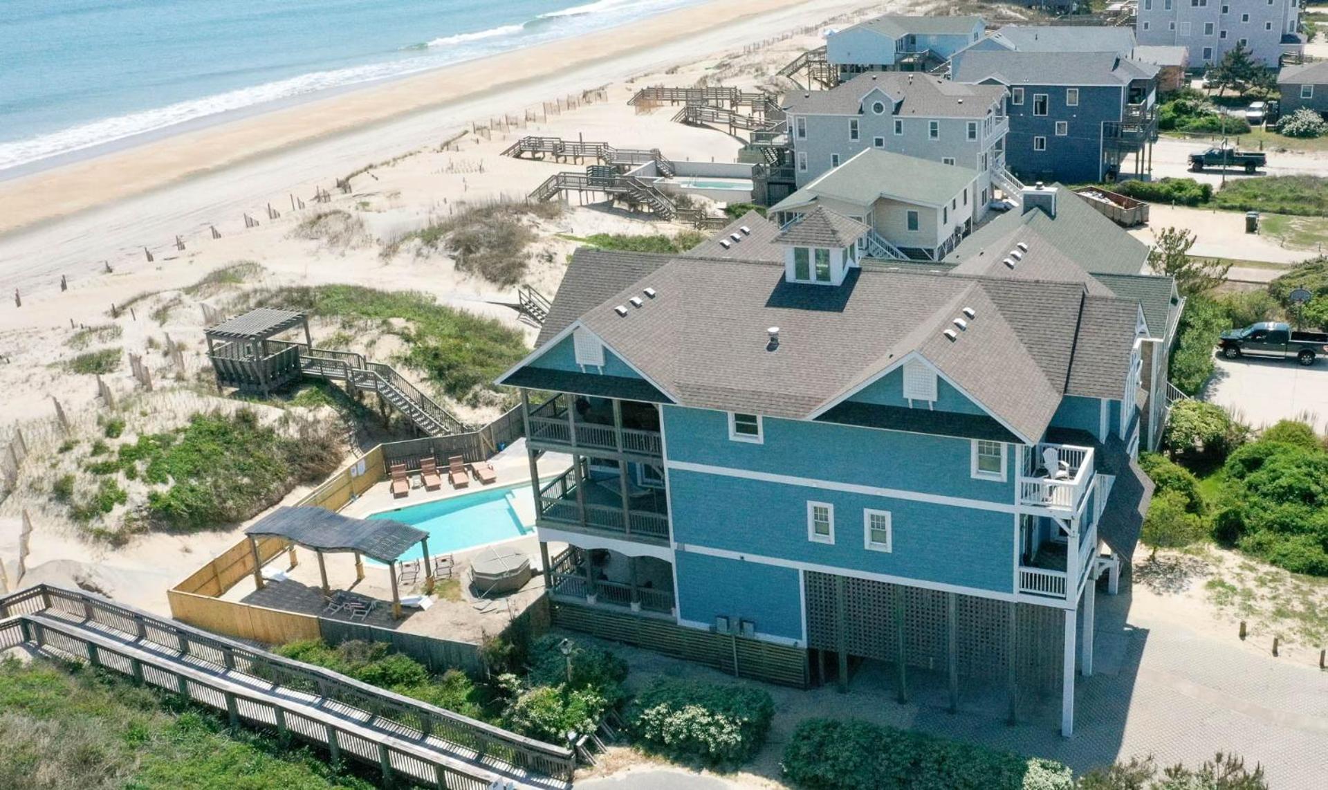 Outside-In - S Nags Head MP 18.5, Luxury Oceanfront, Elevator, Pool, Cabana, Home Theatre, Pets OK