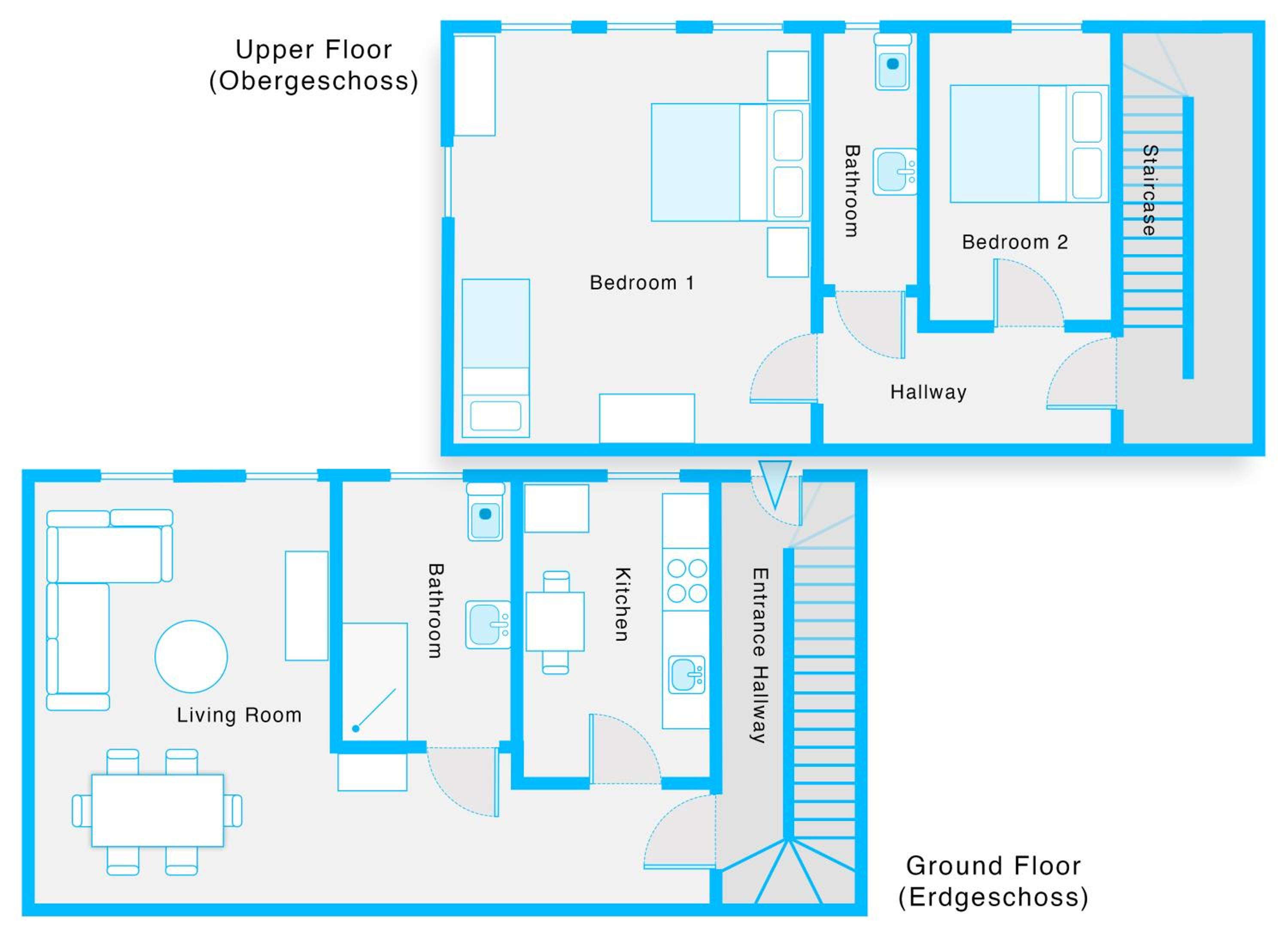 The Remise Mitte Loft, 2 BR, 2 bathrooms, living room, group & family friendly, 4- 7 Guests