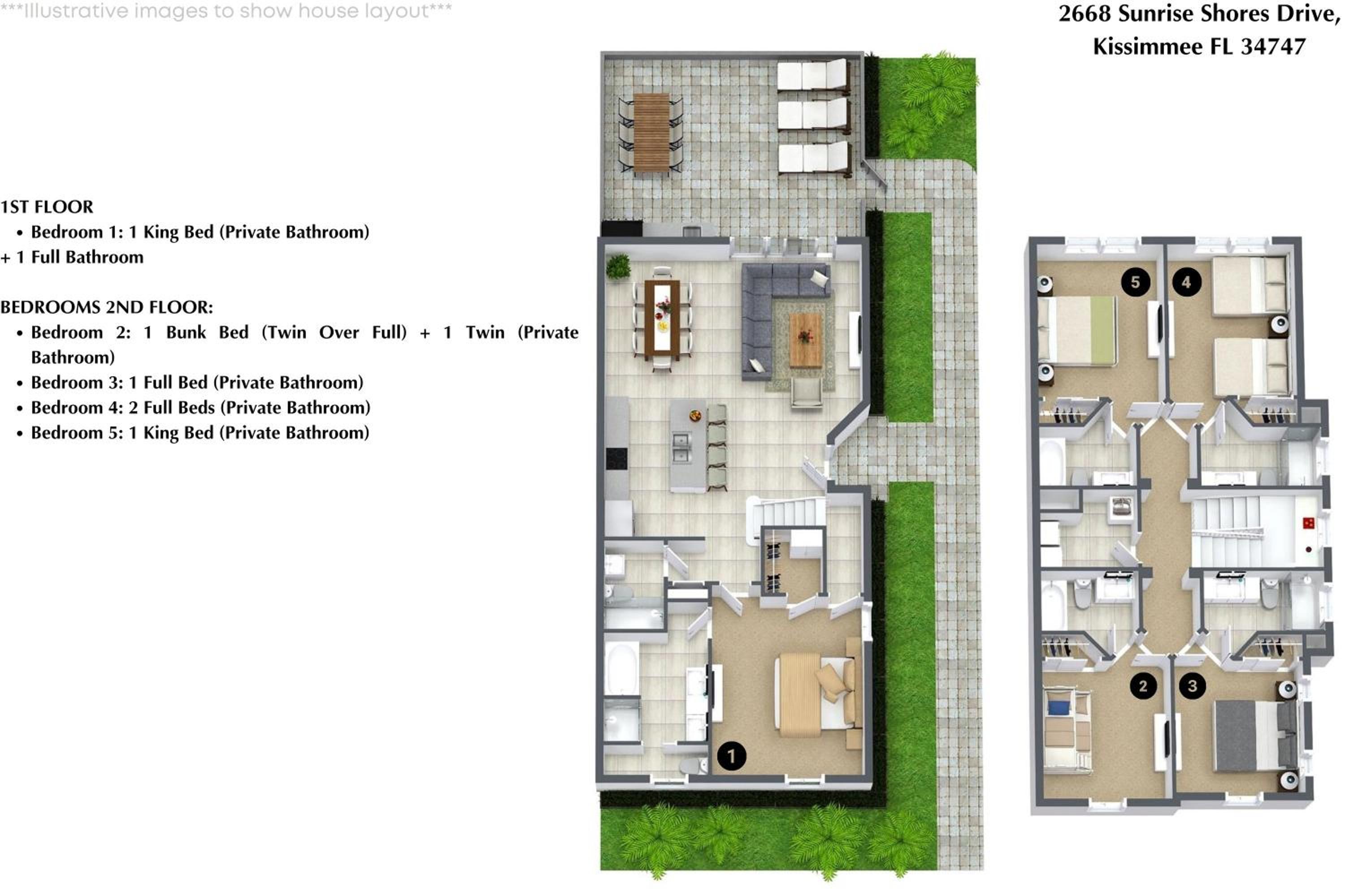 5 Bedrooms-6 Bathrooms-Summerville Resort2668 Ss