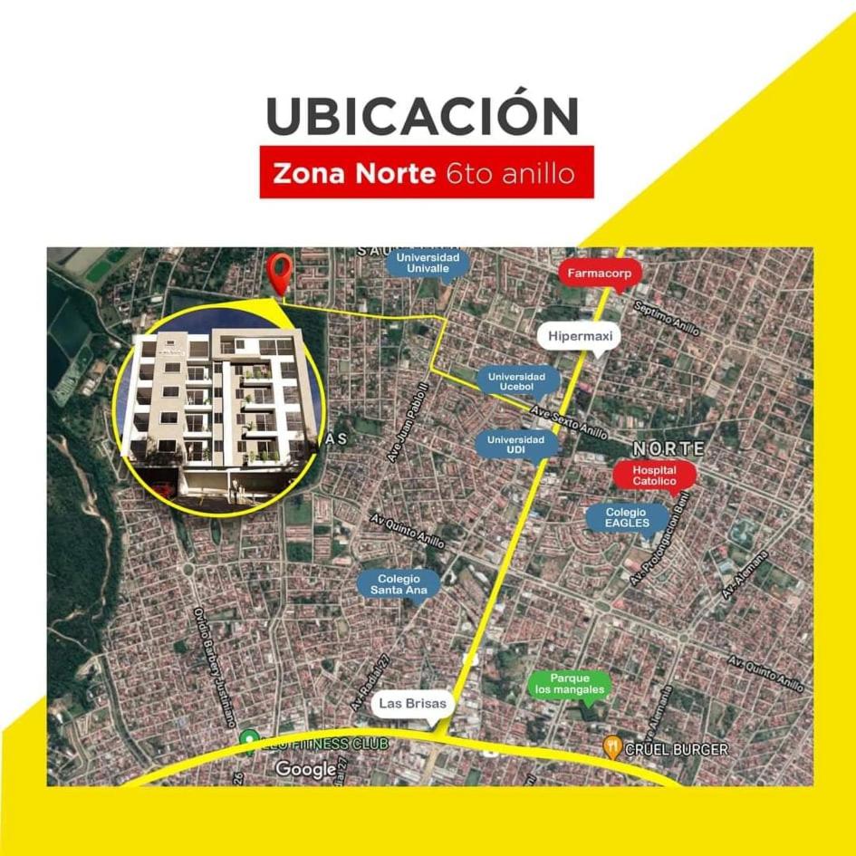 DEPARTAMENTO Y CONDOMINIO RECIEN CONSTRUIDO 2023 zona norte cerca UCEBOL