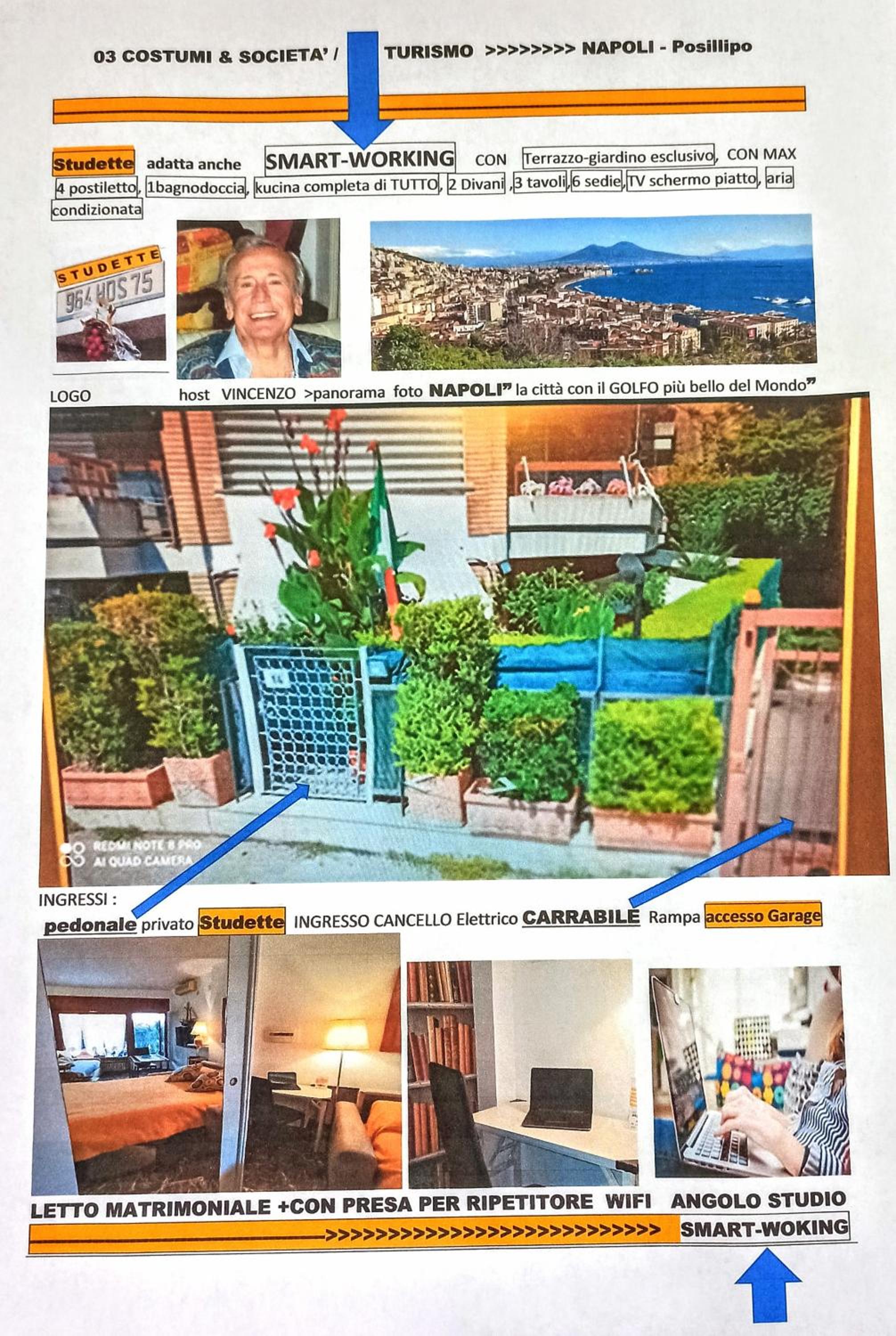 MONOCAMERA con TERRAZZOgiardino -STUDETTE -zona Panoramica POSILLIPO